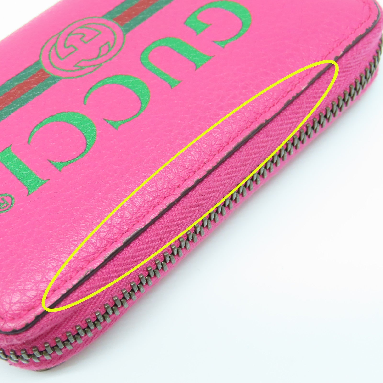GUCCI 牛皮皮革Small Wallet金扣錢包粉紅色