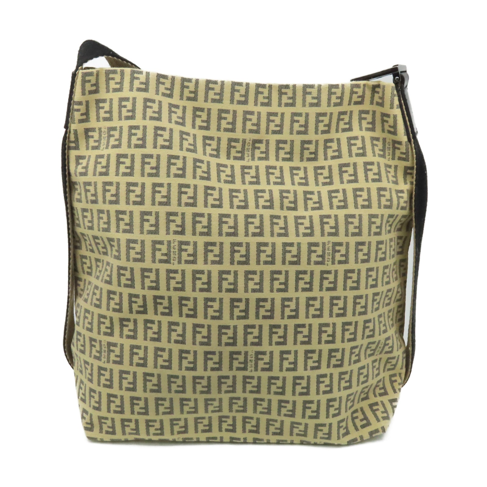 FENDI 帆布Shoulder Bag肩背袋杏色/黑色
