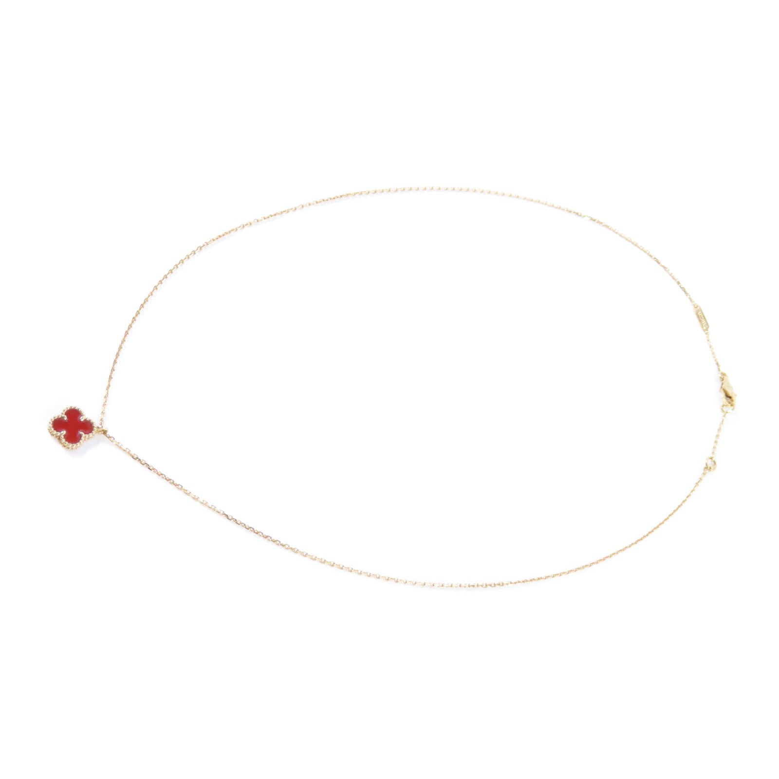 Van Cleef & Arpels 18K玫瑰金/紅玉髓Sweet Alhambra Necklace項鏈紅色/金色