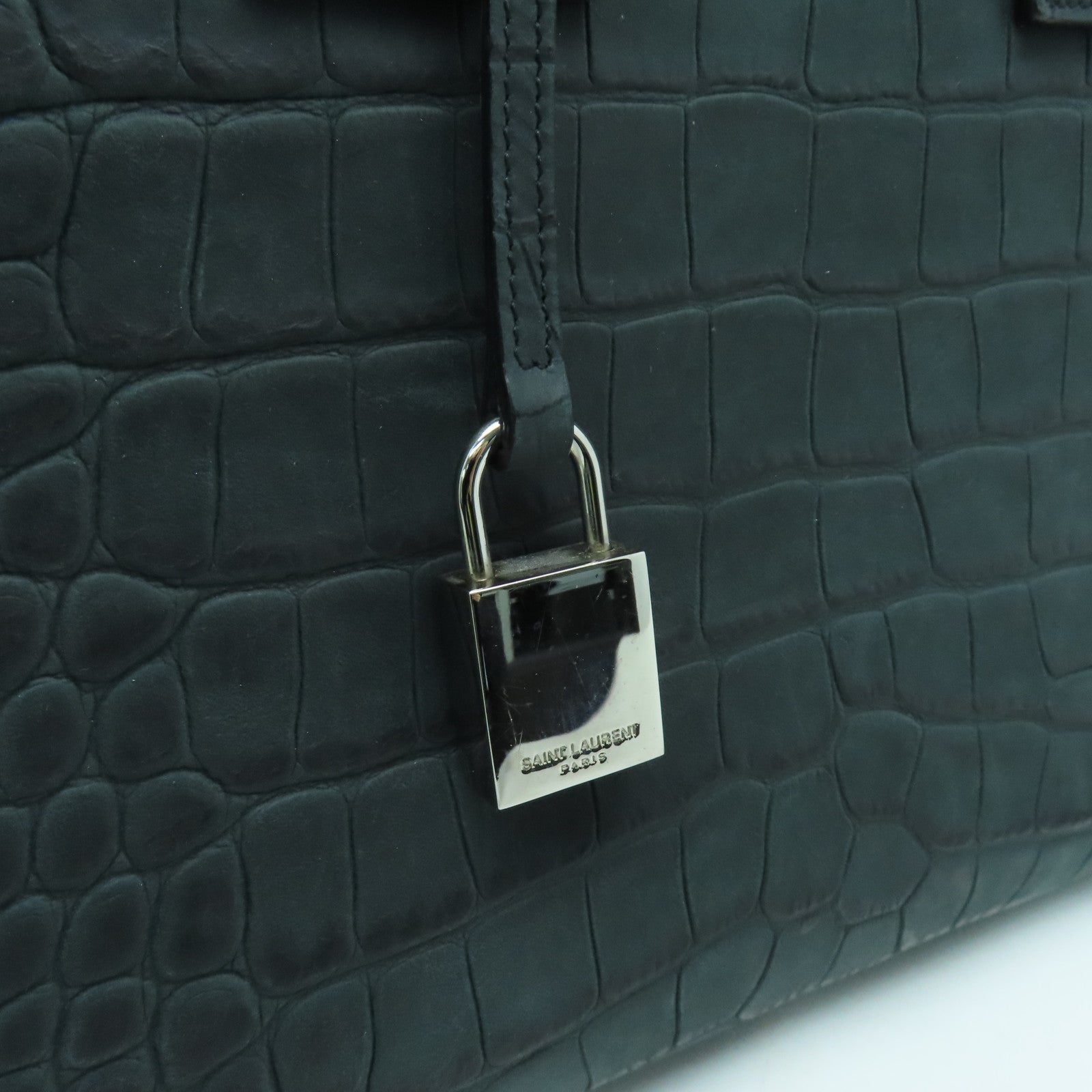 SAINT LAURENT 牛皮皮革2way Shoulder Bag銀扣手挽肩背兩用袋綠色