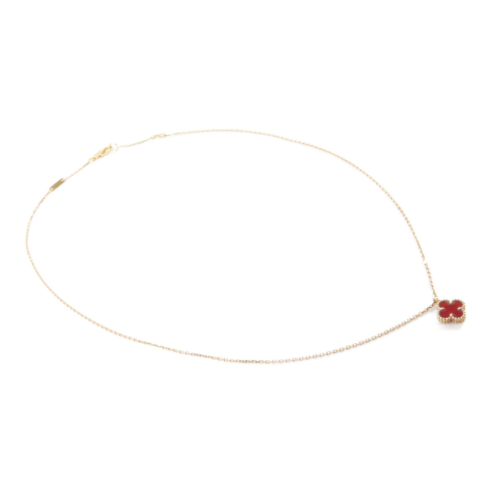 Van Cleef & Arpels 18K玫瑰金/紅玉髓Sweet Alhambra Necklace項鏈紅色/金色