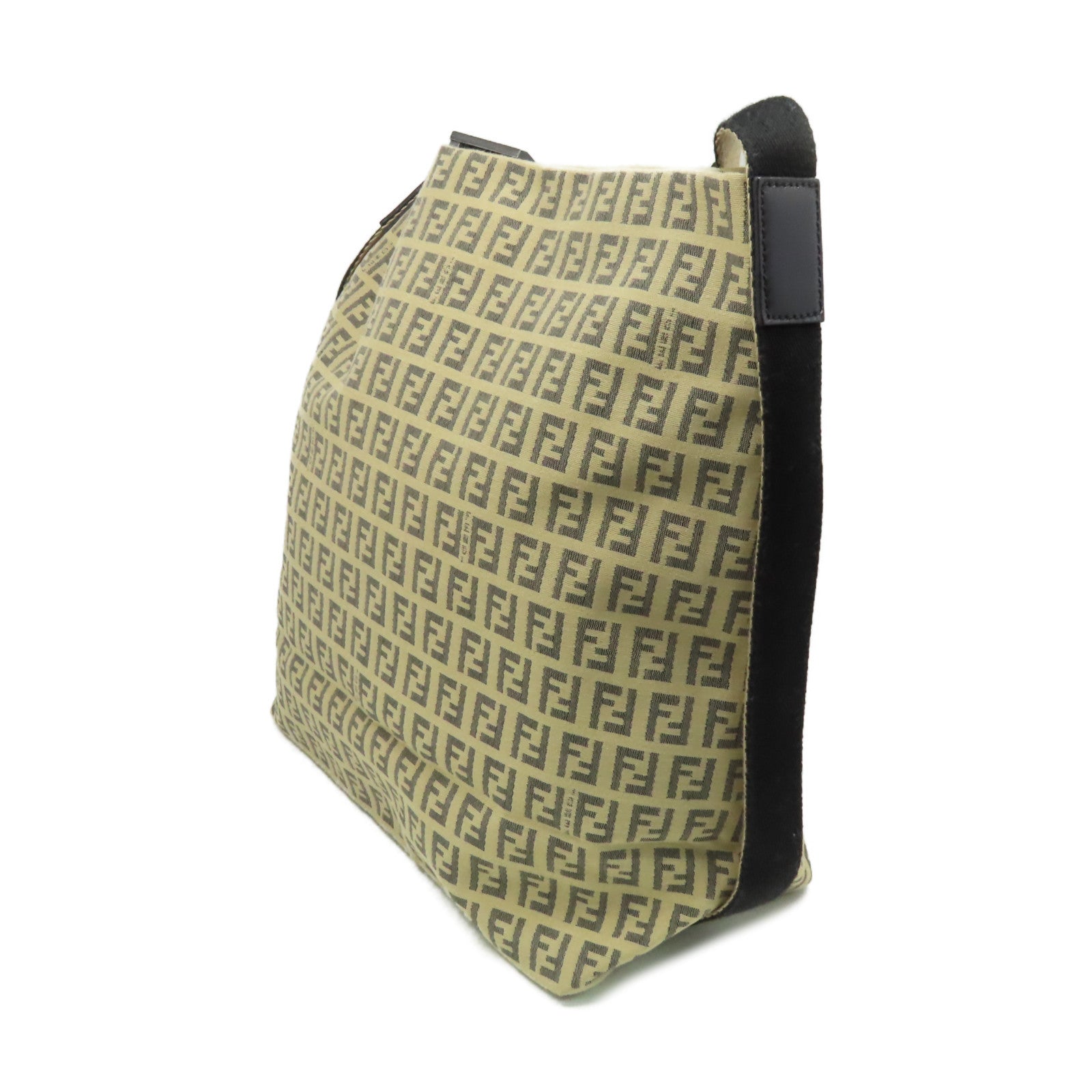 FENDI 帆布Shoulder Bag肩背袋杏色/黑色