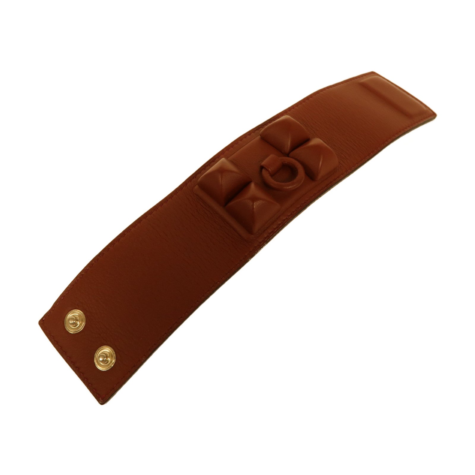 HERMES Swift皮革CDC Bracelet銀扣手鐲紅色