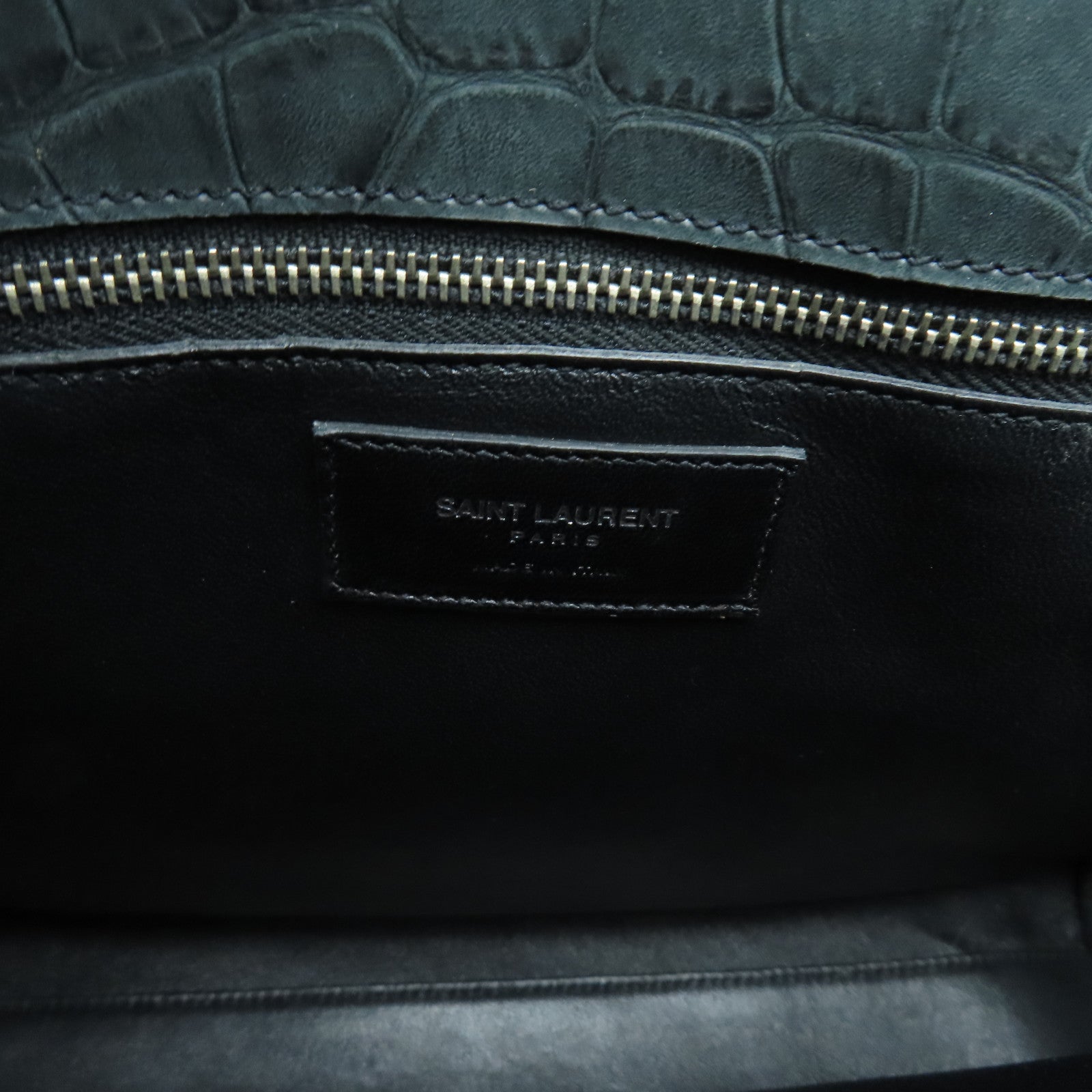SAINT LAURENT 牛皮皮革2way Shoulder Bag銀扣手挽肩背兩用袋綠色