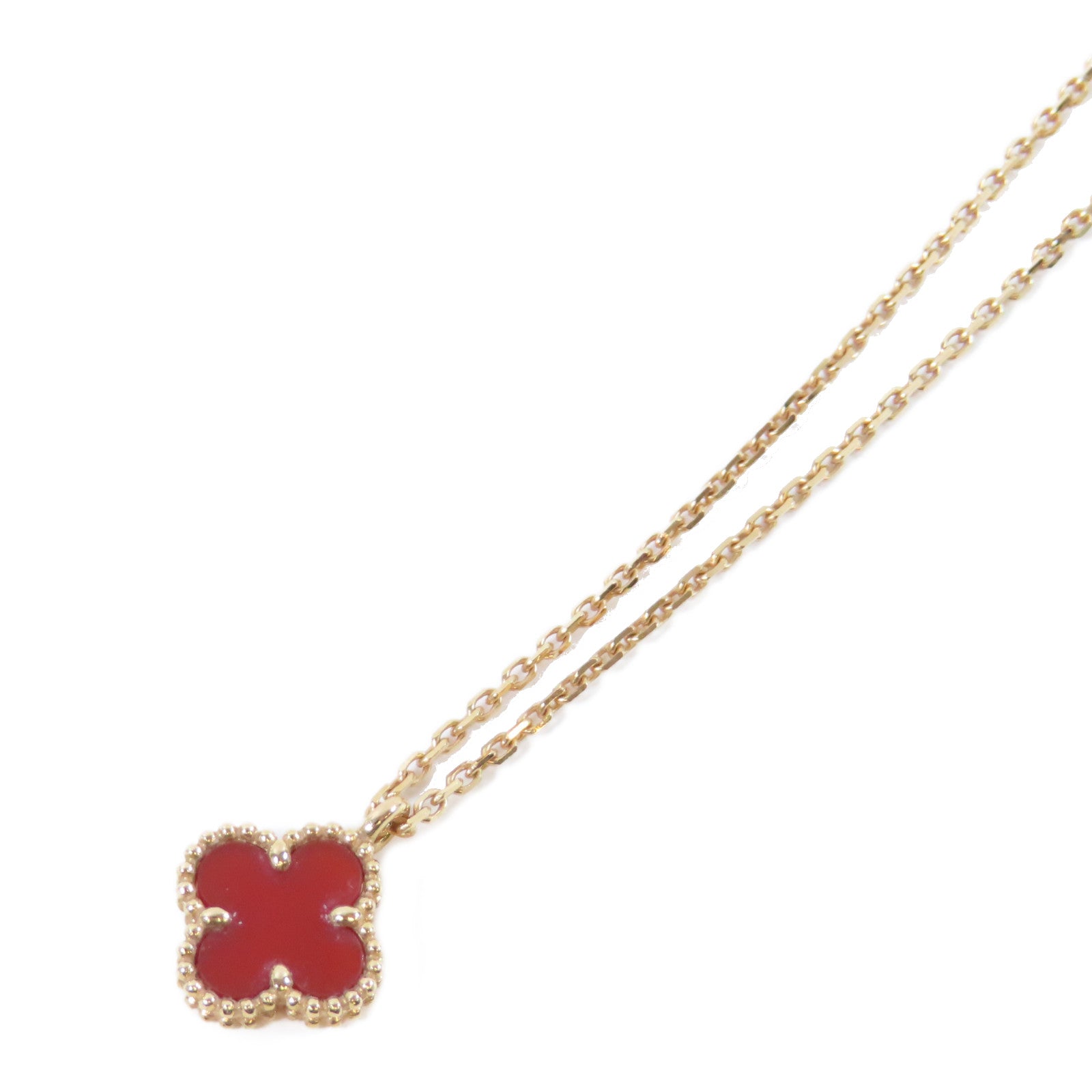 Van Cleef & Arpels 18K玫瑰金/紅玉髓Sweet Alhambra Necklace項鏈紅色/金色