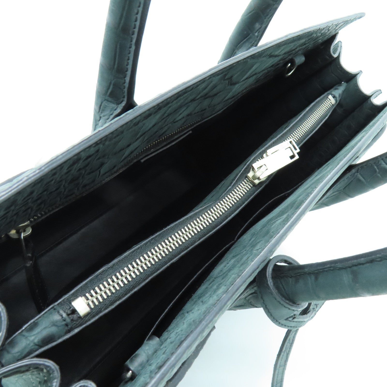 SAINT LAURENT 牛皮皮革2way Shoulder Bag銀扣手挽肩背兩用袋綠色