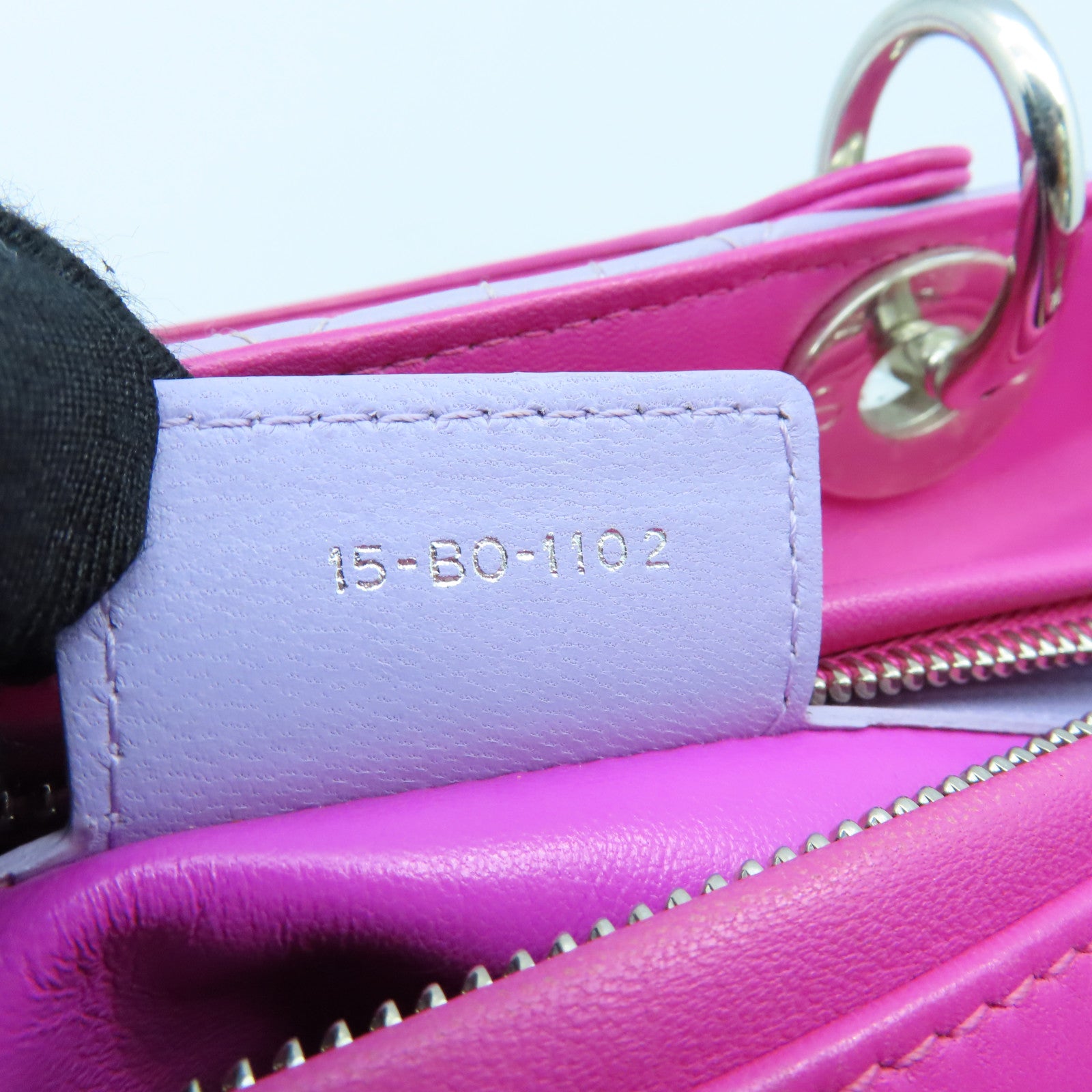 Dior Sheepskin Leather Lady Dior Silver Buckle Handle Shoulder Bag Pink/Purple