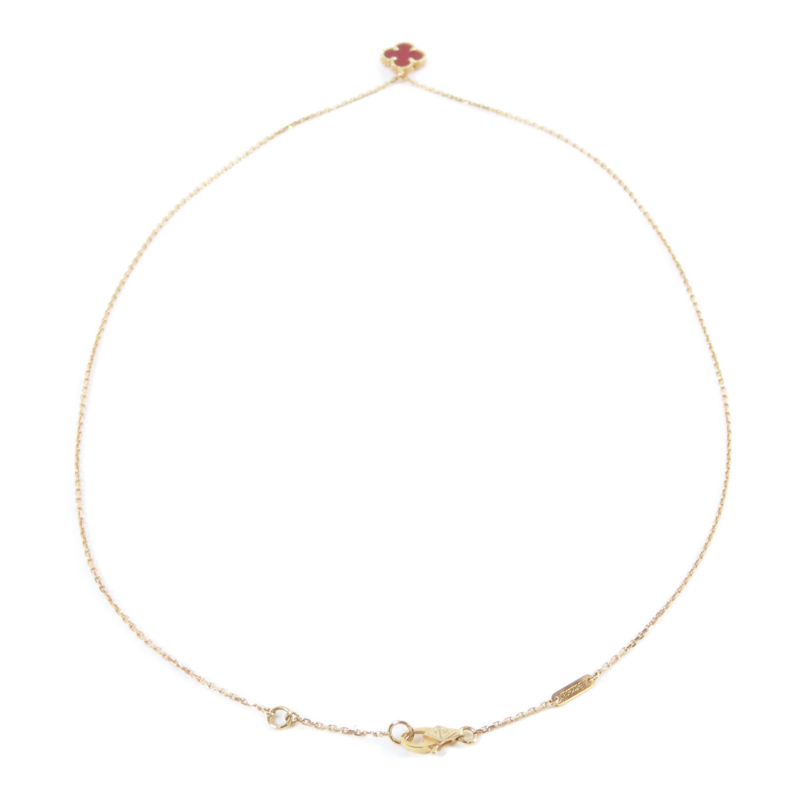 Van Cleef & Arpels 18K玫瑰金/紅玉髓Sweet Alhambra Necklace項鏈紅色/金色