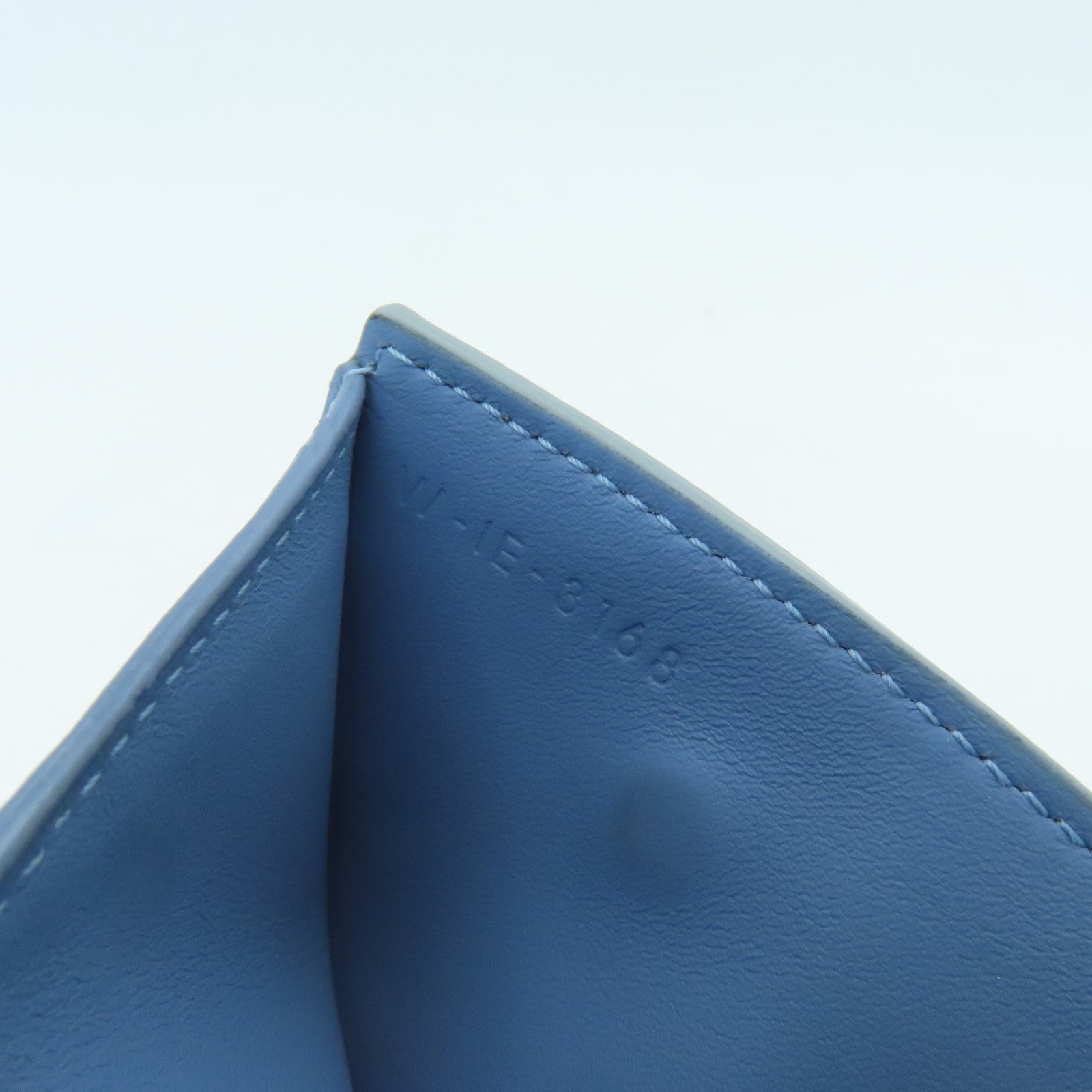 CELINE Cowhide Leather Wallet Silver Buckle Wallet Light Blue