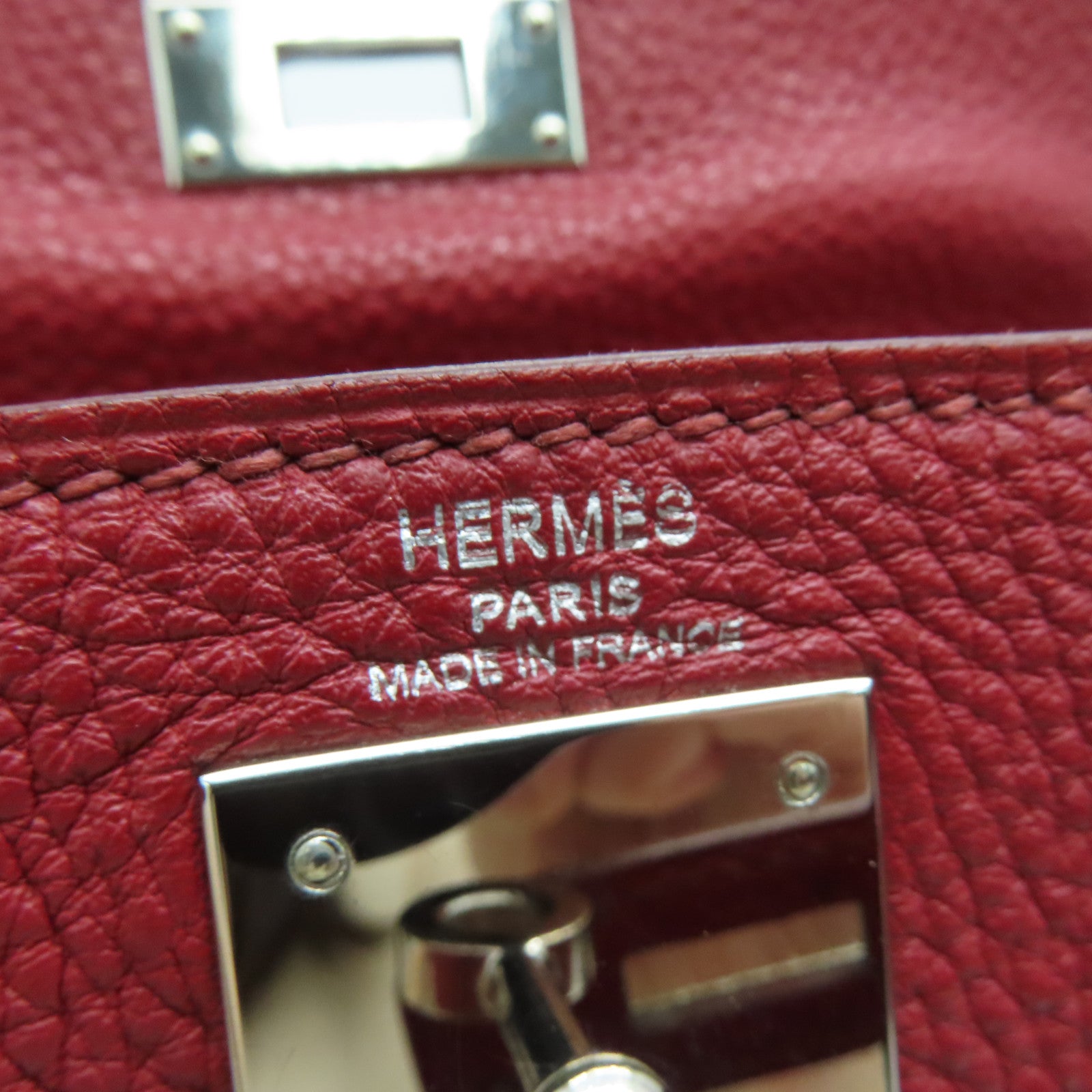 HERMES Togo皮革Kelly 28銀扣手挽肩背兩用袋暗紅色