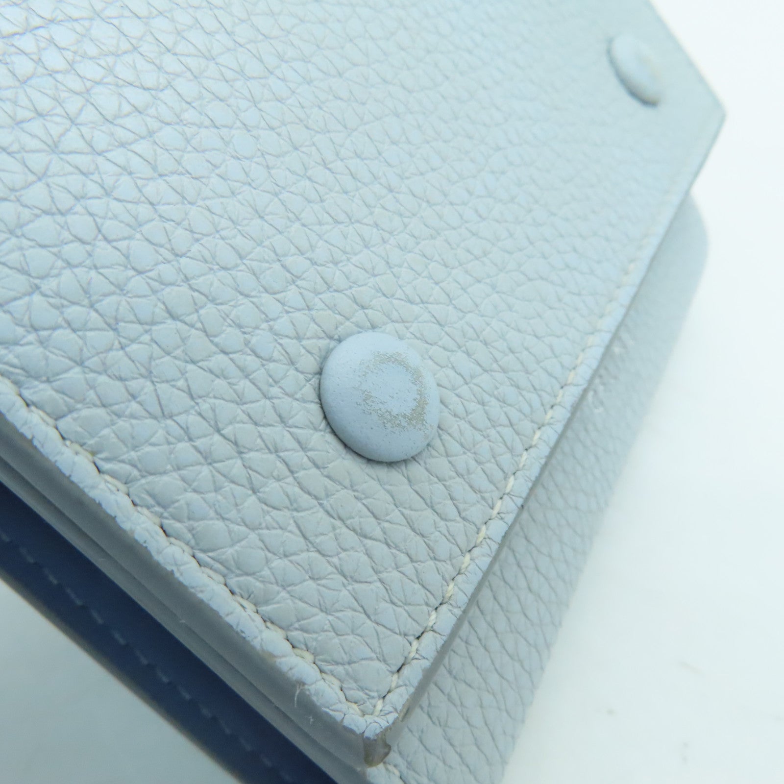CELINE Cowhide Leather Wallet Silver Buckle Wallet Light Blue