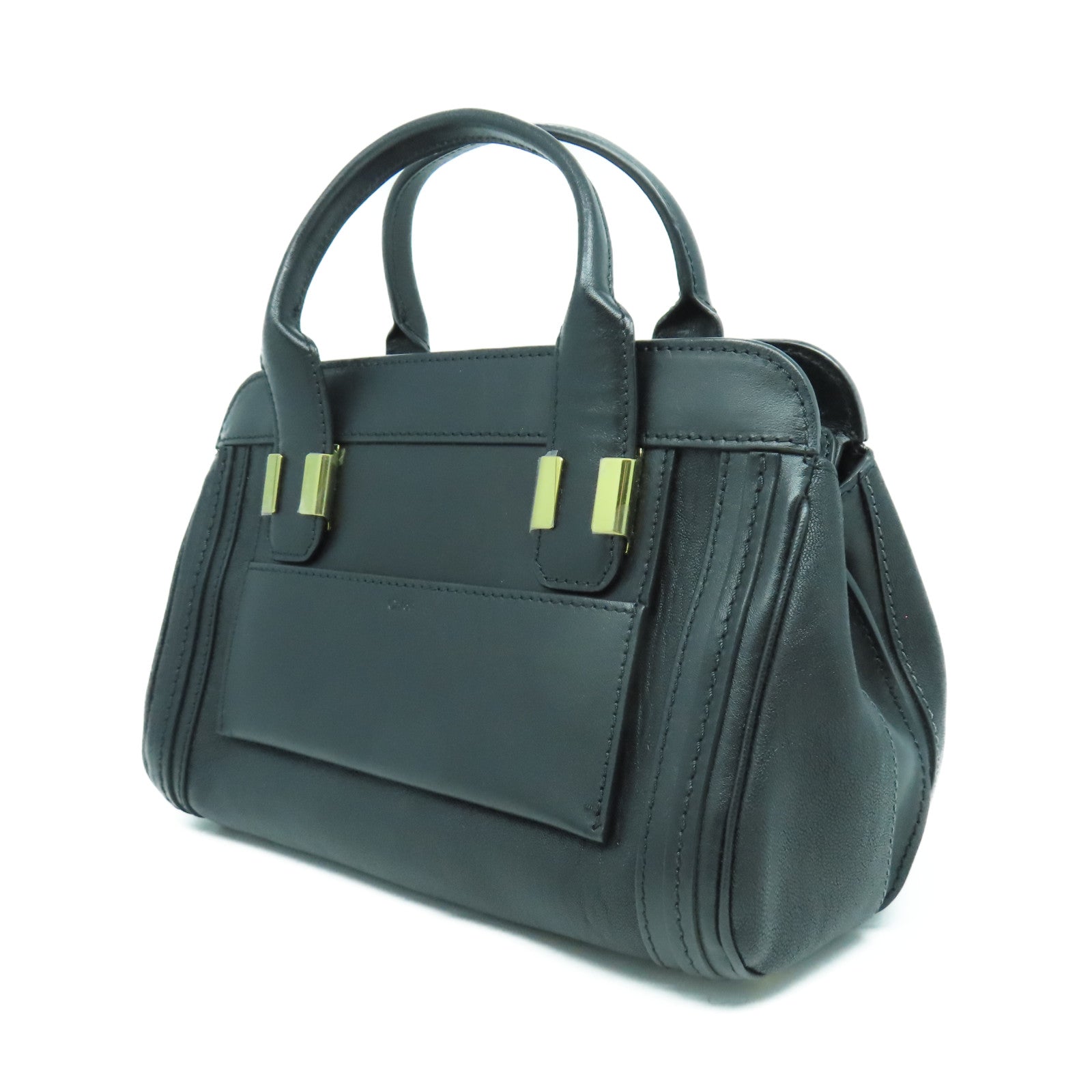 Chloe 牛皮皮革2 Way Shoulder金扣手挽肩背兩用袋黑色