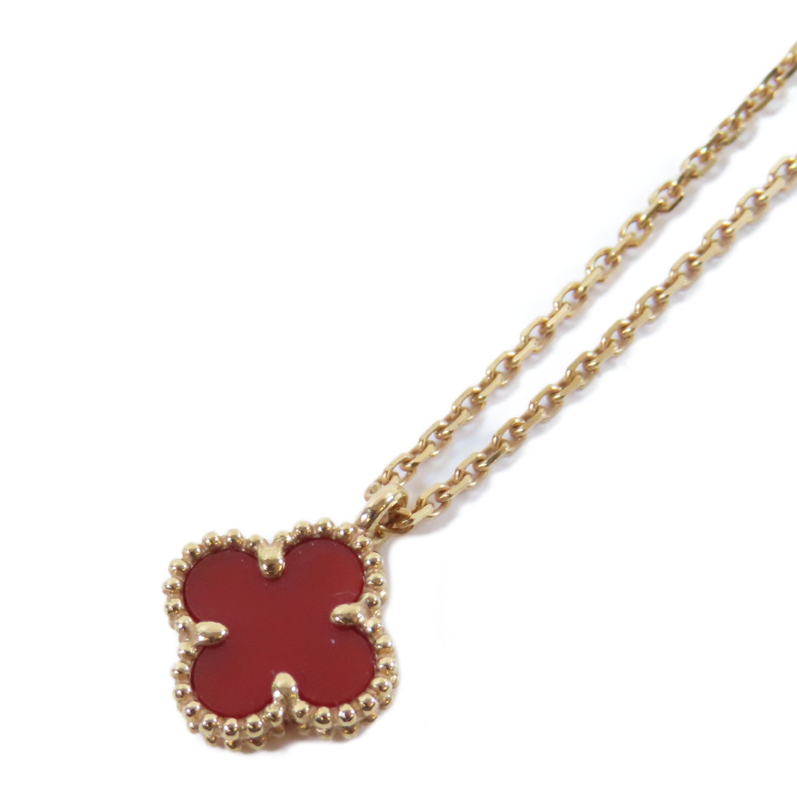 Van Cleef & Arpels 18K玫瑰金/紅玉髓Sweet Alhambra Necklace項鏈紅色/金色