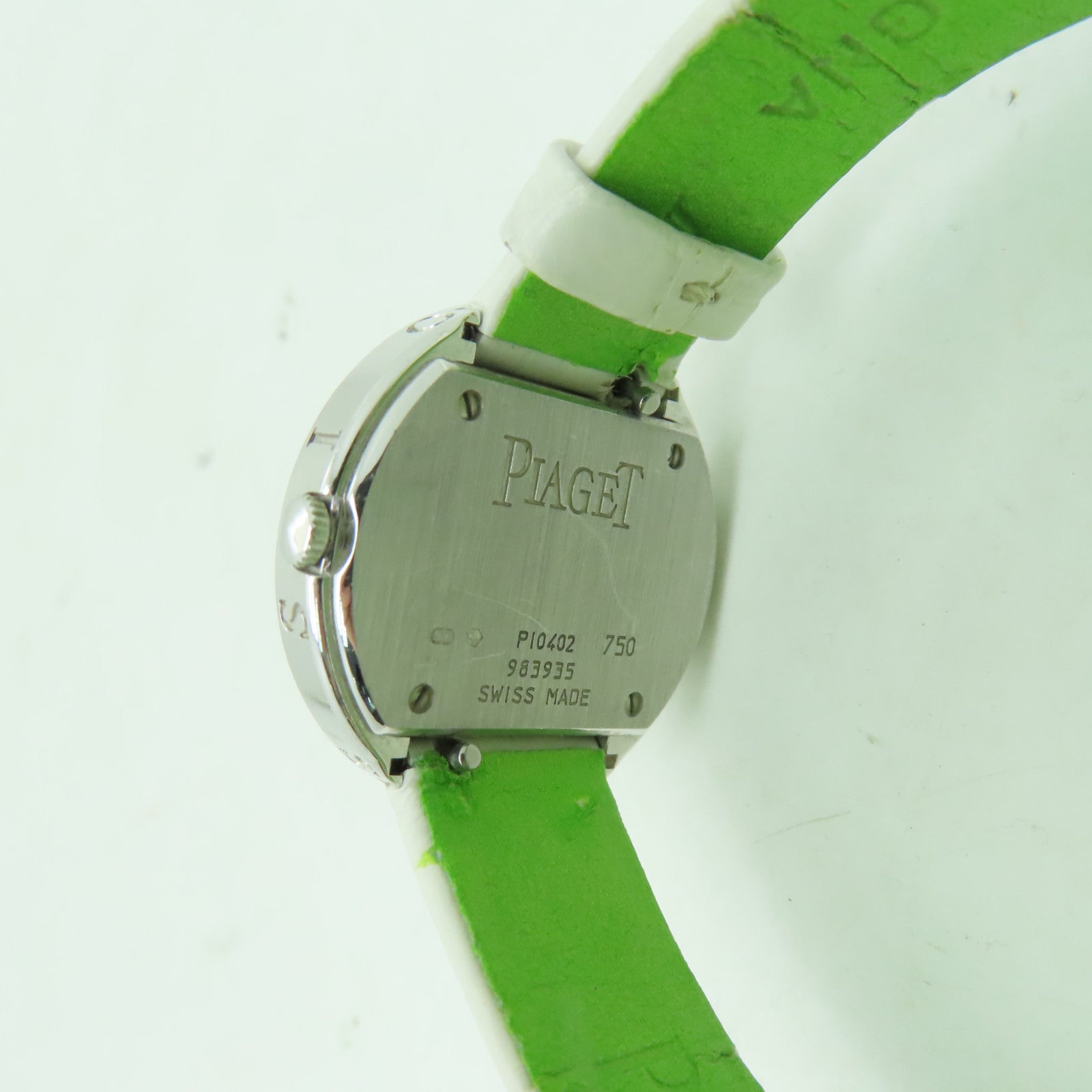 PIAGET Possession皮革帶/18K白金手錶石英機芯銀色