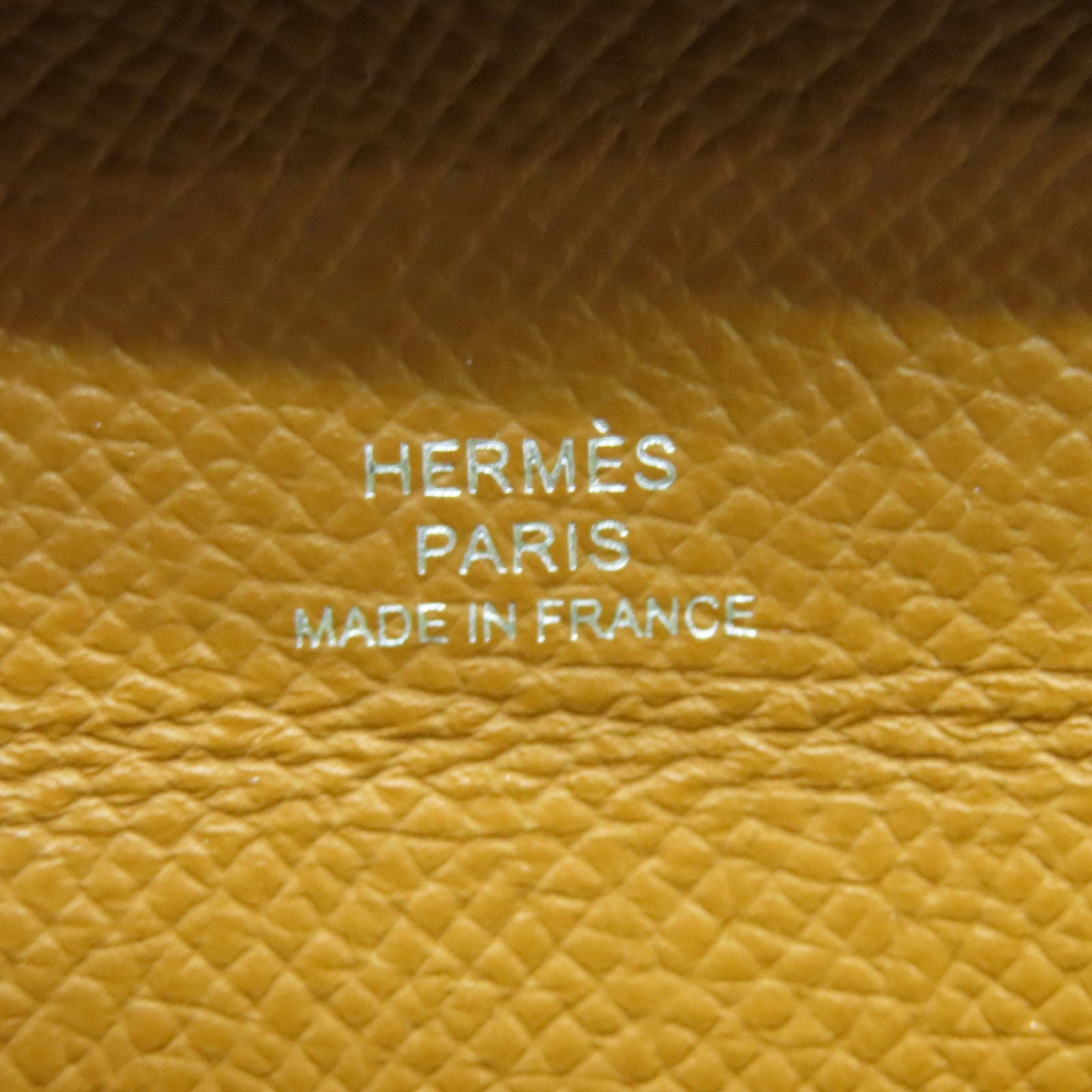 HERMES Epsom皮革Bastia銀扣零錢包經典駝色