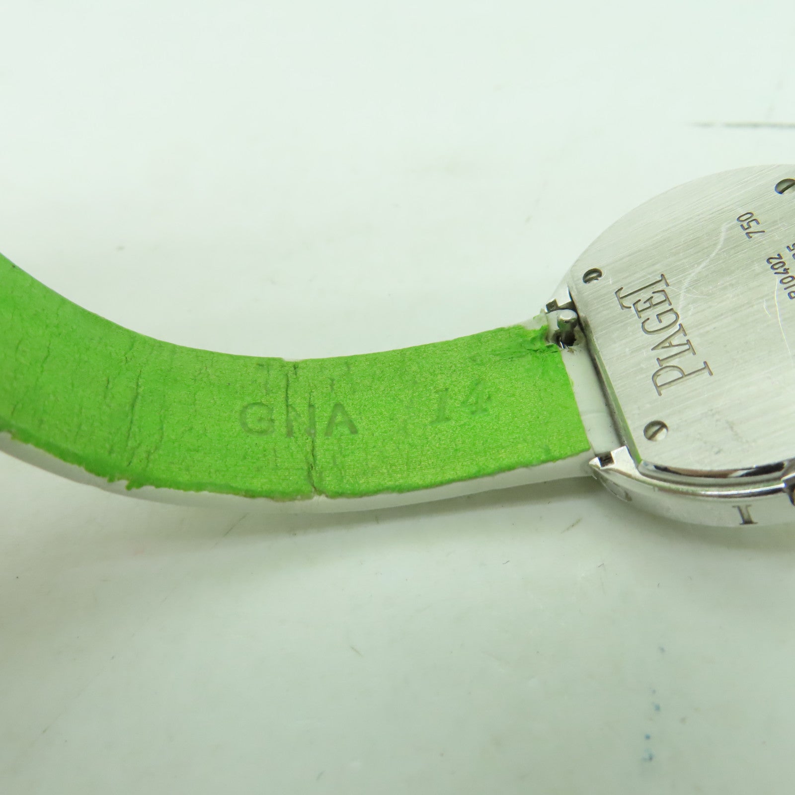 PIAGET Possession皮革帶/18K白金手錶石英機芯銀色