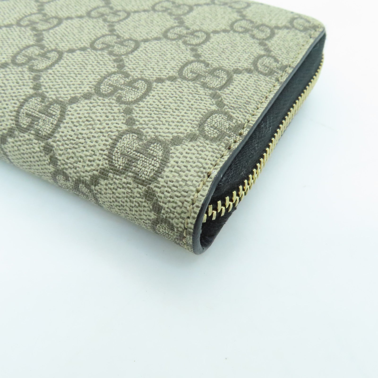 GUCCI Coated Canvas Zipper Long Wallet Gold Buckle Long Wallet Brown