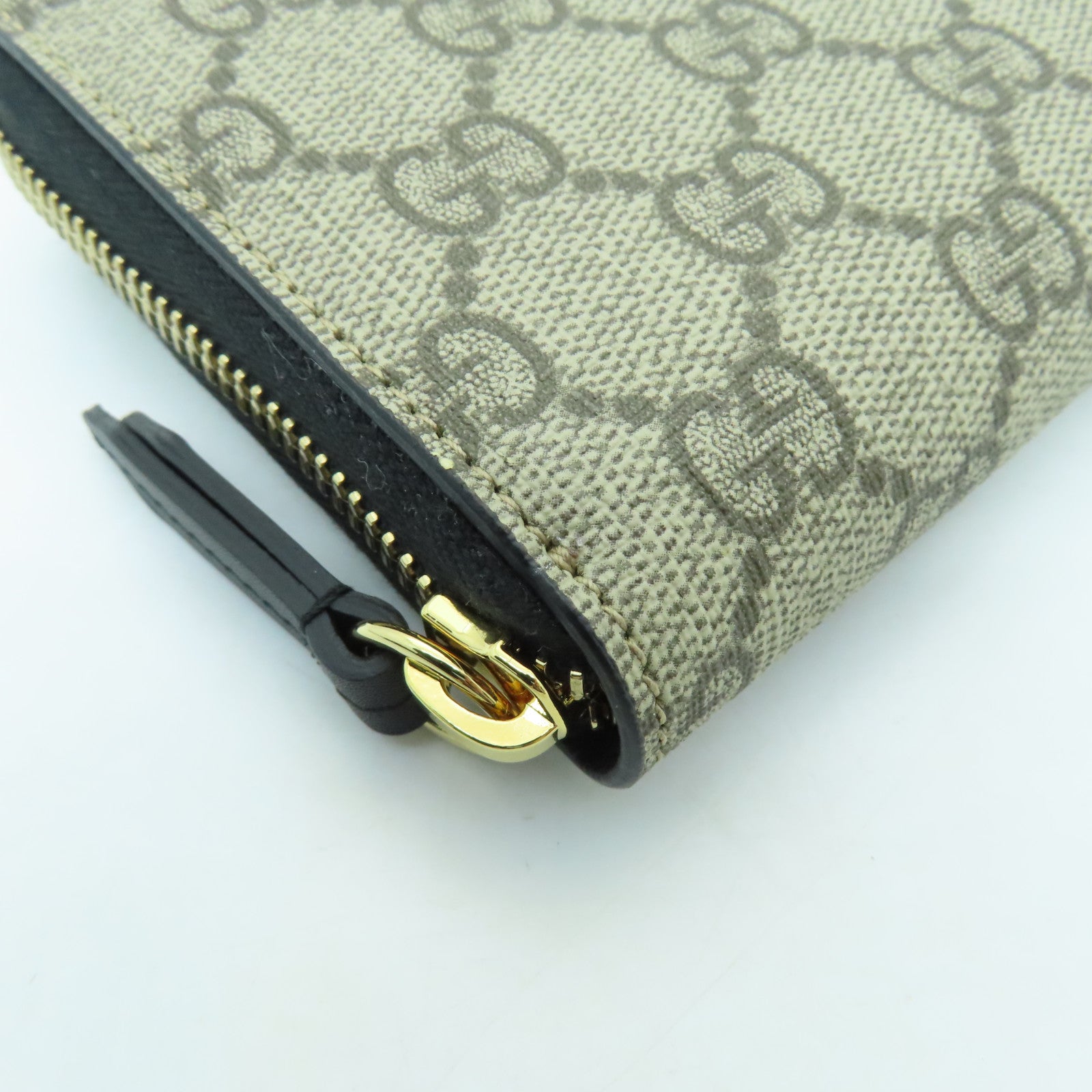 GUCCI Coated Canvas Zipper Long Wallet Gold Buckle Long Wallet Brown