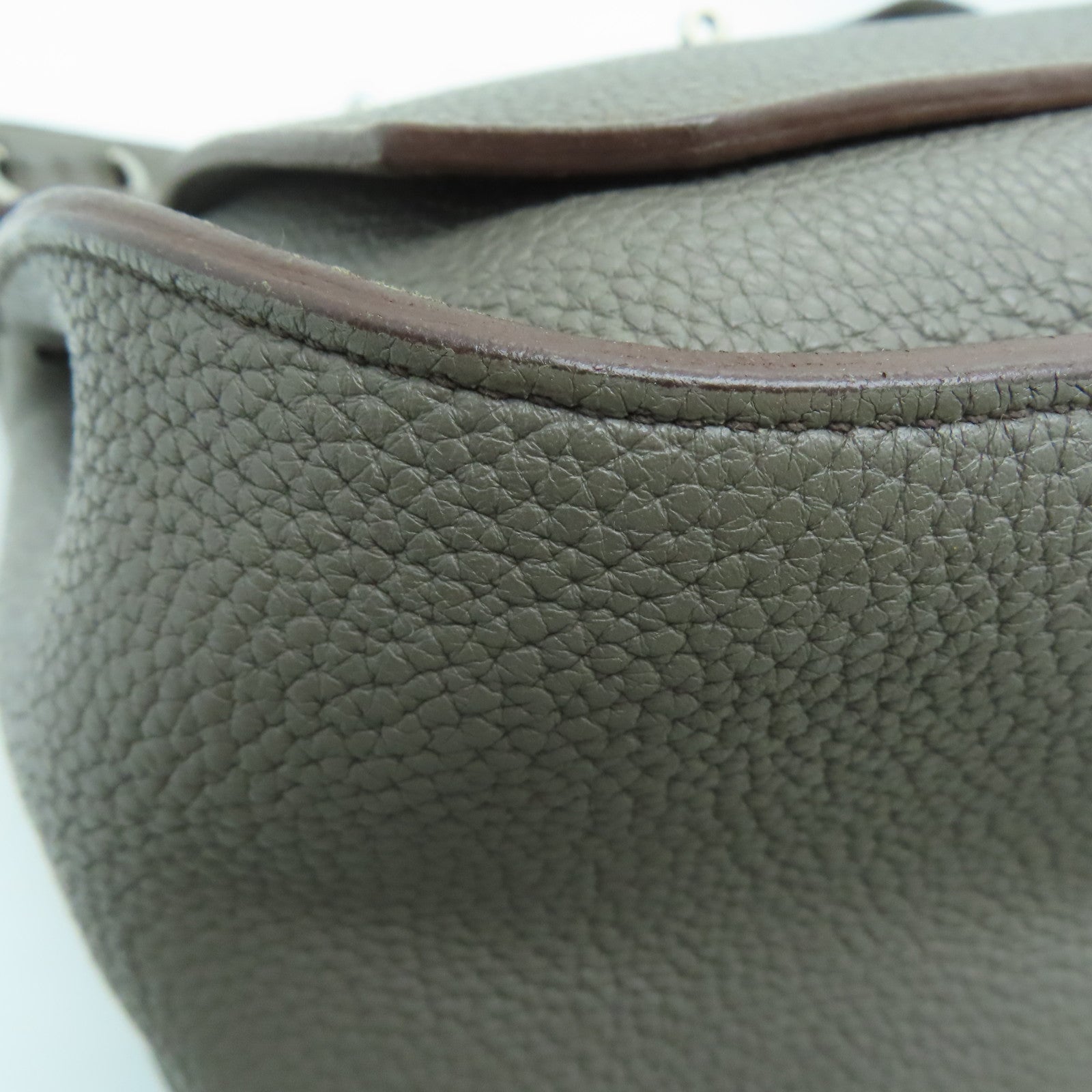 HERMES Clemence皮革Jypsiese 34银扣肩背袋Etain/灰色
