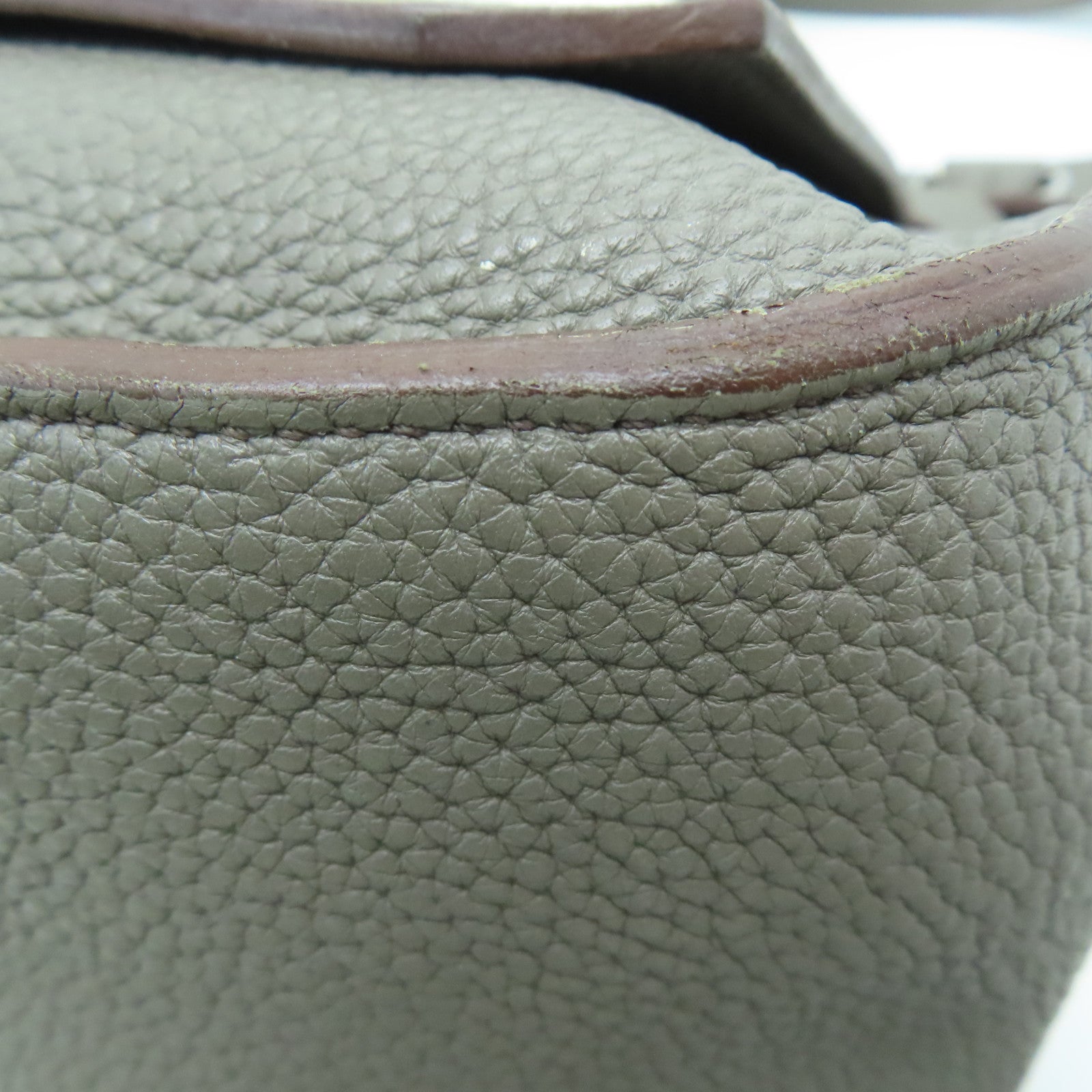 HERMES Clemence皮革Jypsiese 34银扣肩背袋Etain/灰色