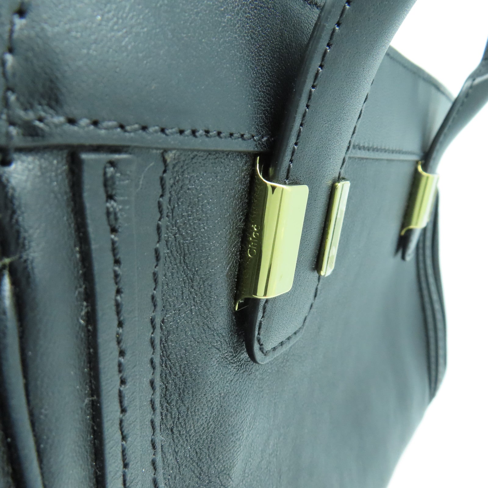 Chloe 牛皮皮革2 Way Shoulder金扣手挽肩背兩用袋黑色