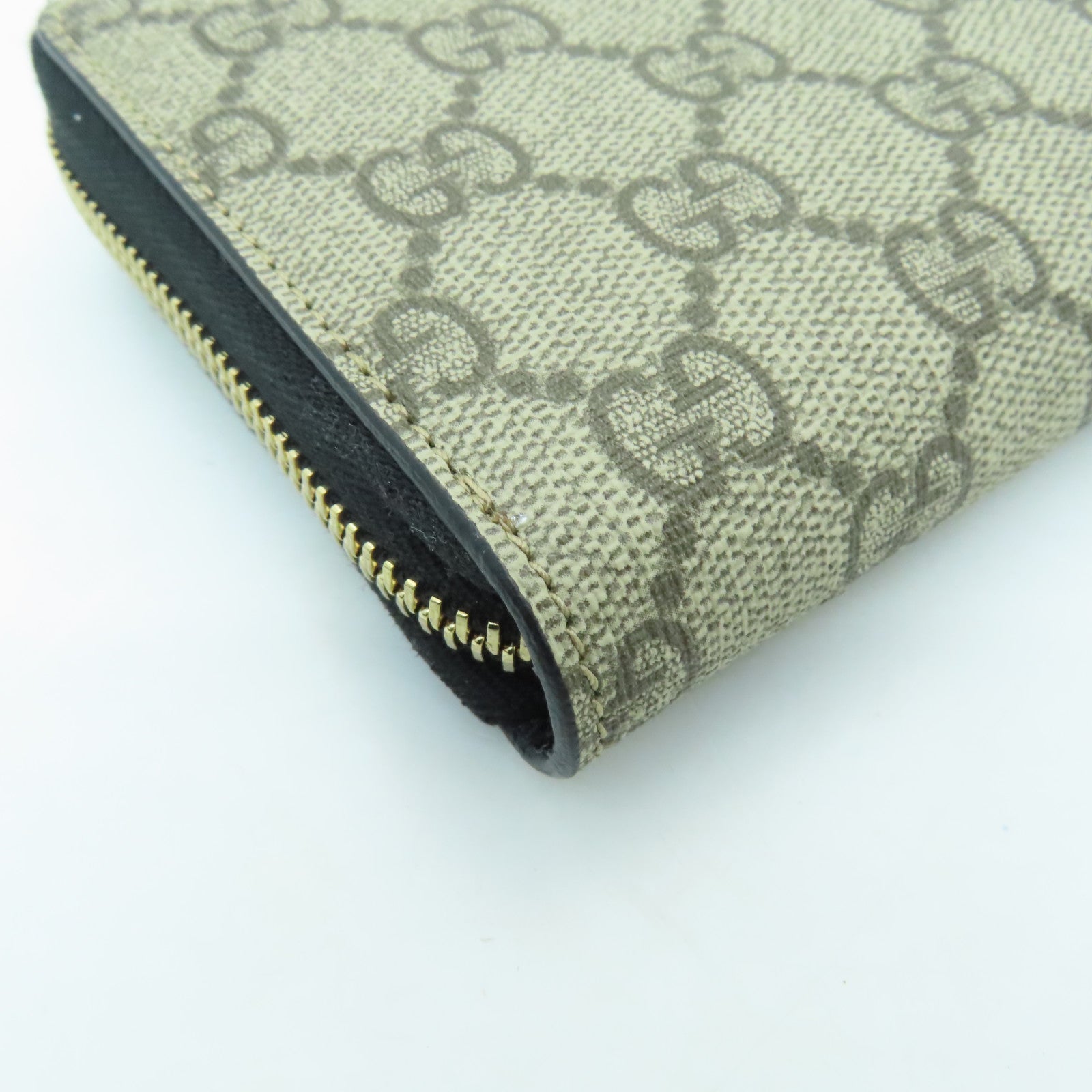 GUCCI Coated Canvas Zipper Long Wallet Gold Buckle Long Wallet Brown