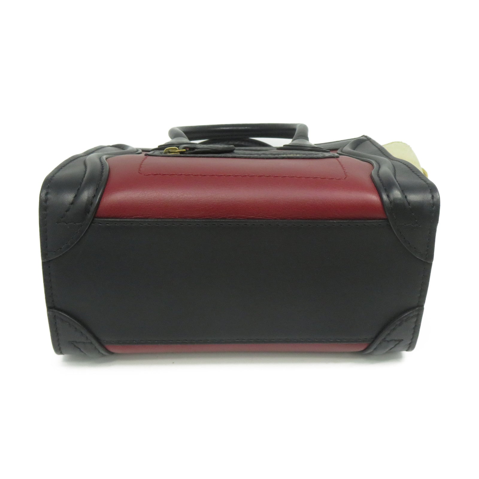 CELINE 牛皮皮革Nano Luggage金扣手挽肩背兩用袋紅色/黑色/米色