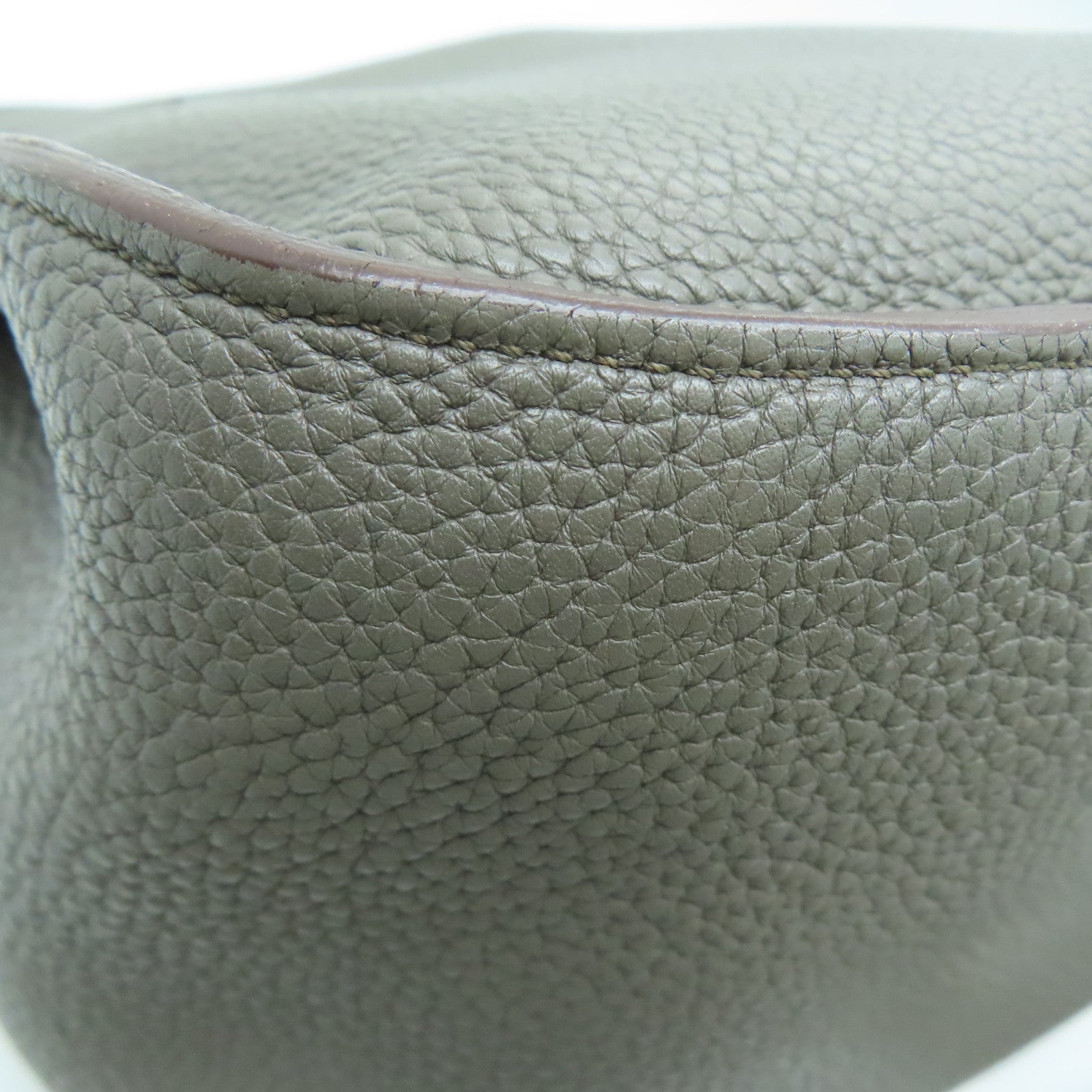 HERMES Clemence皮革Jypsiese 34银扣肩背袋Etain/灰色
