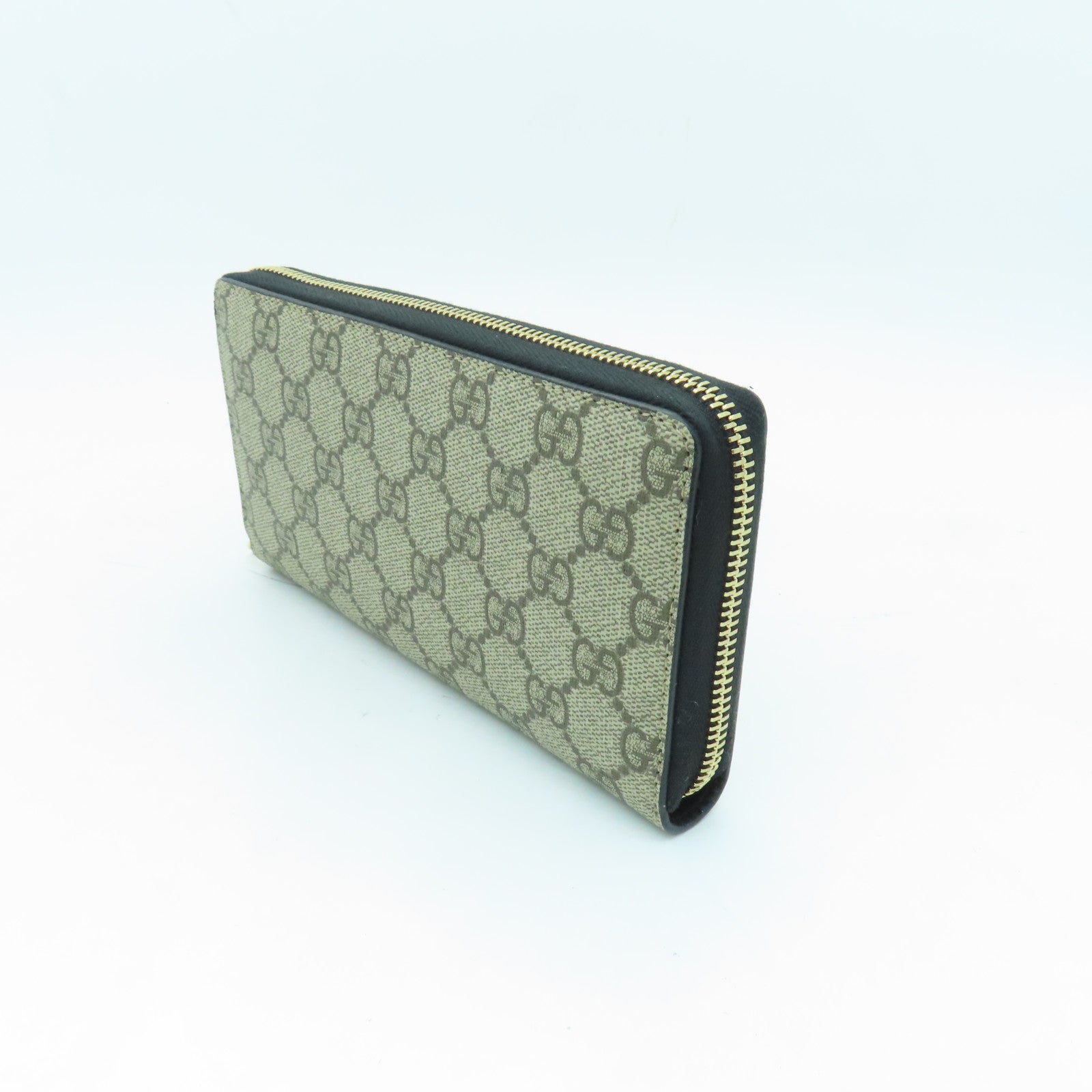 GUCCI Coated Canvas Zipper Long Wallet Gold Buckle Long Wallet Brown