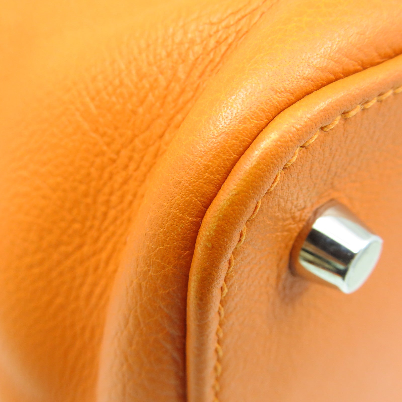 HERMES Evercolour皮革Toolbox 26 2way Shoulder Bag银扣手挽肩背两用袋Orange橙色