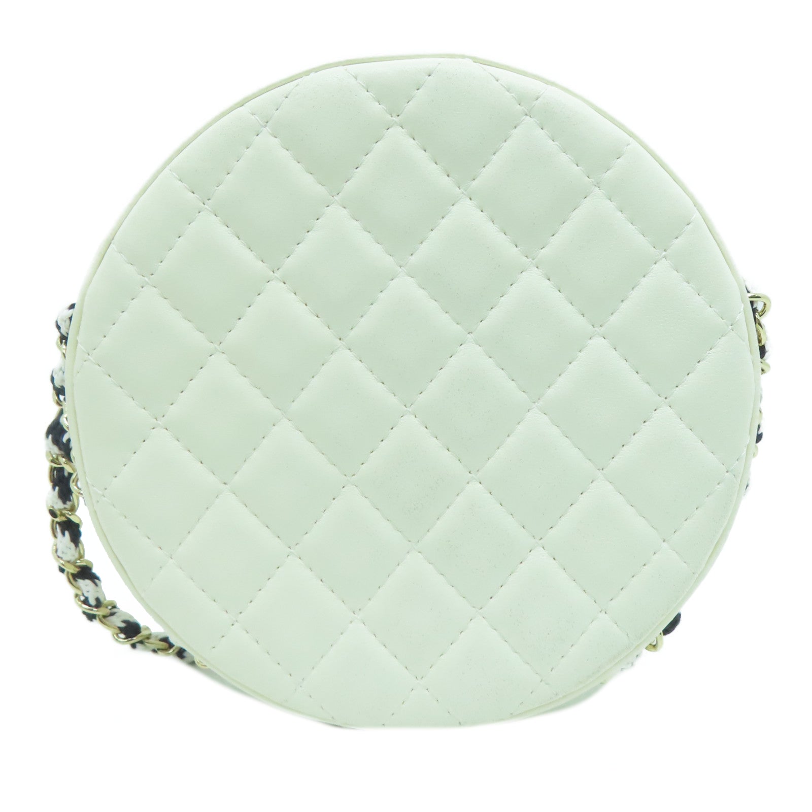 CHANEL 【激減優惠】羊皮皮革/PVC Chain Shoulder金扣鏈帶肩背袋白色/黑色