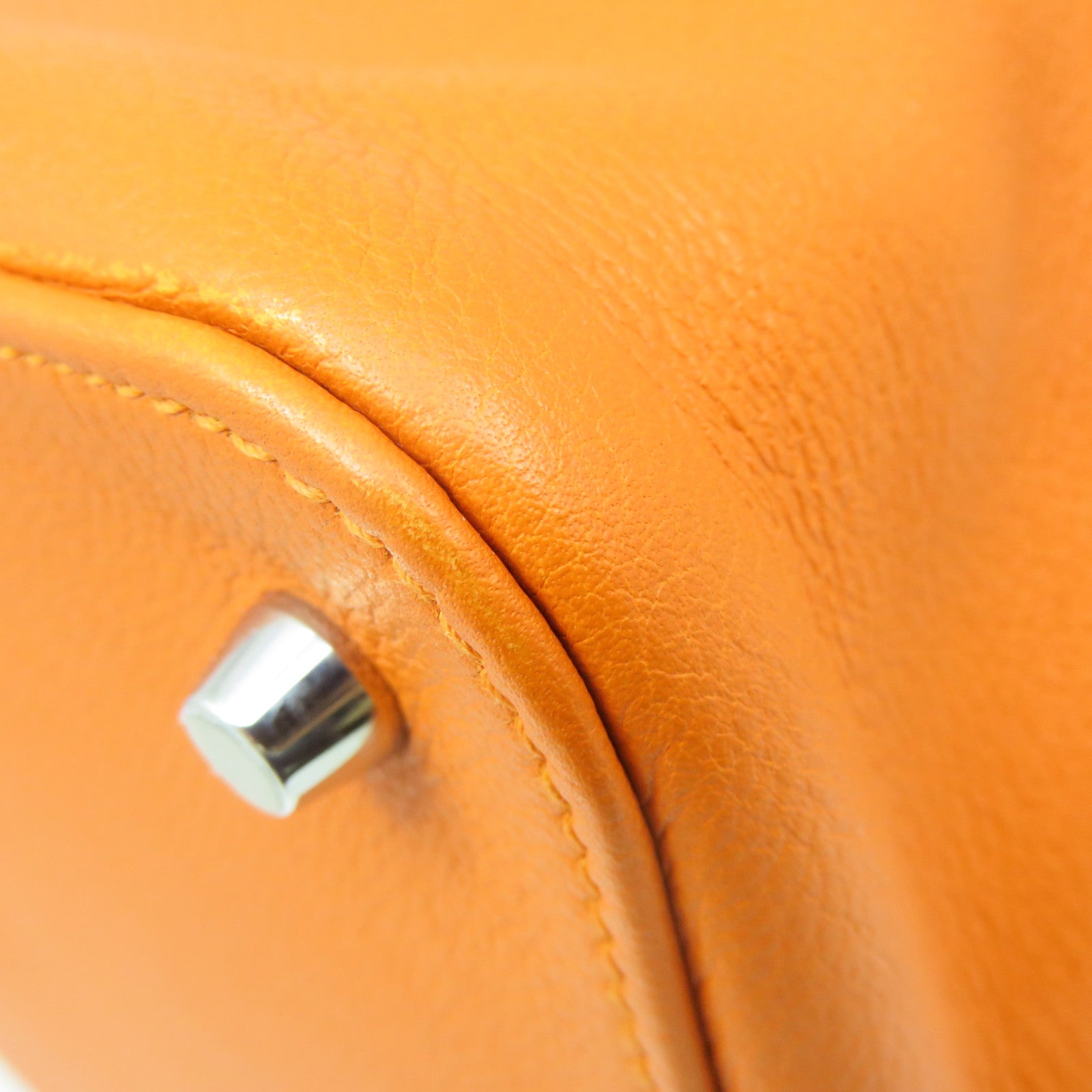 HERMES Evercolour皮革Toolbox 26 2way Shoulder Bag银扣手挽肩背两用袋Orange橙色