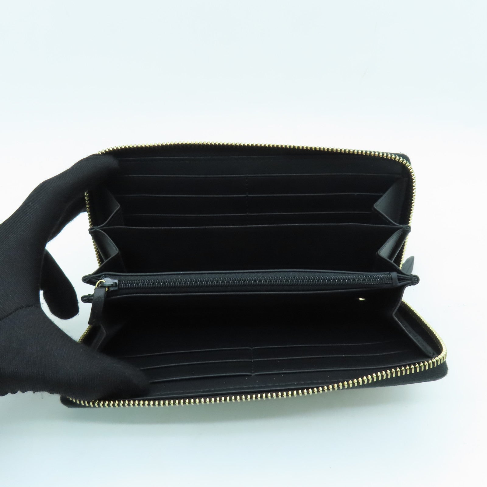 GUCCI Coated Canvas Zipper Long Wallet Gold Buckle Long Wallet Brown
