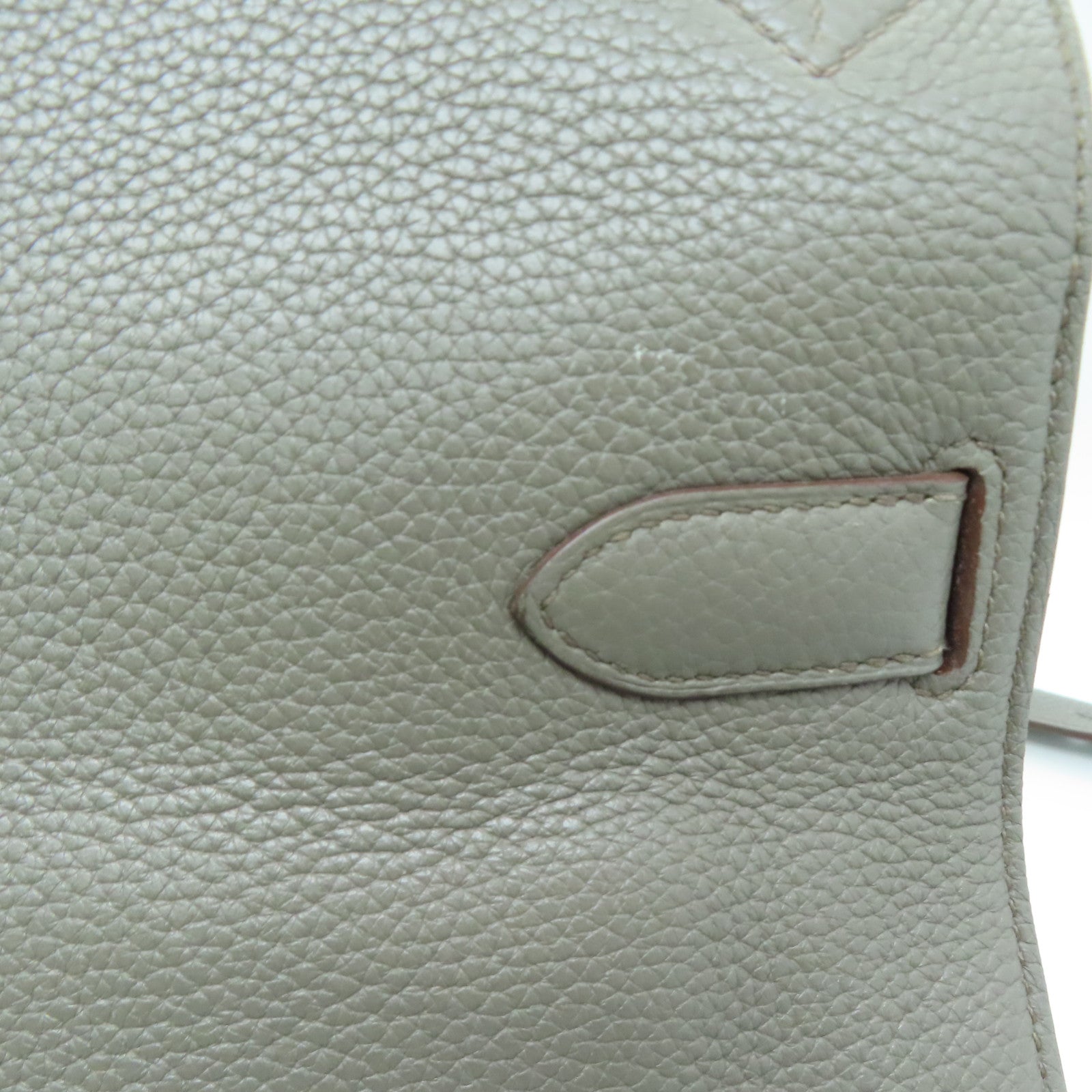 HERMES Clemence皮革Jypsiese 34银扣肩背袋Etain/灰色