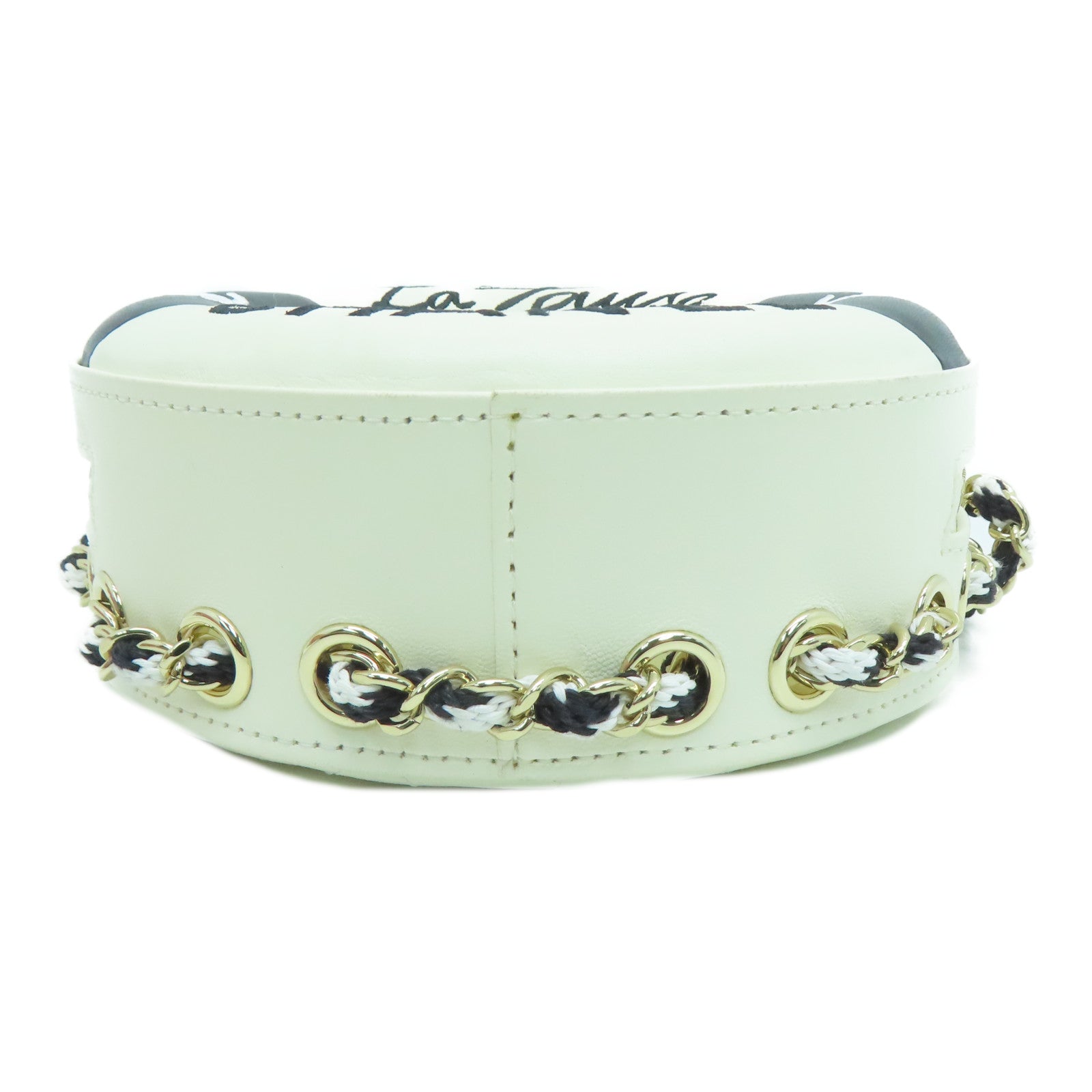 CHANEL 【激減優惠】羊皮皮革/PVC Chain Shoulder金扣鏈帶肩背袋白色/黑色