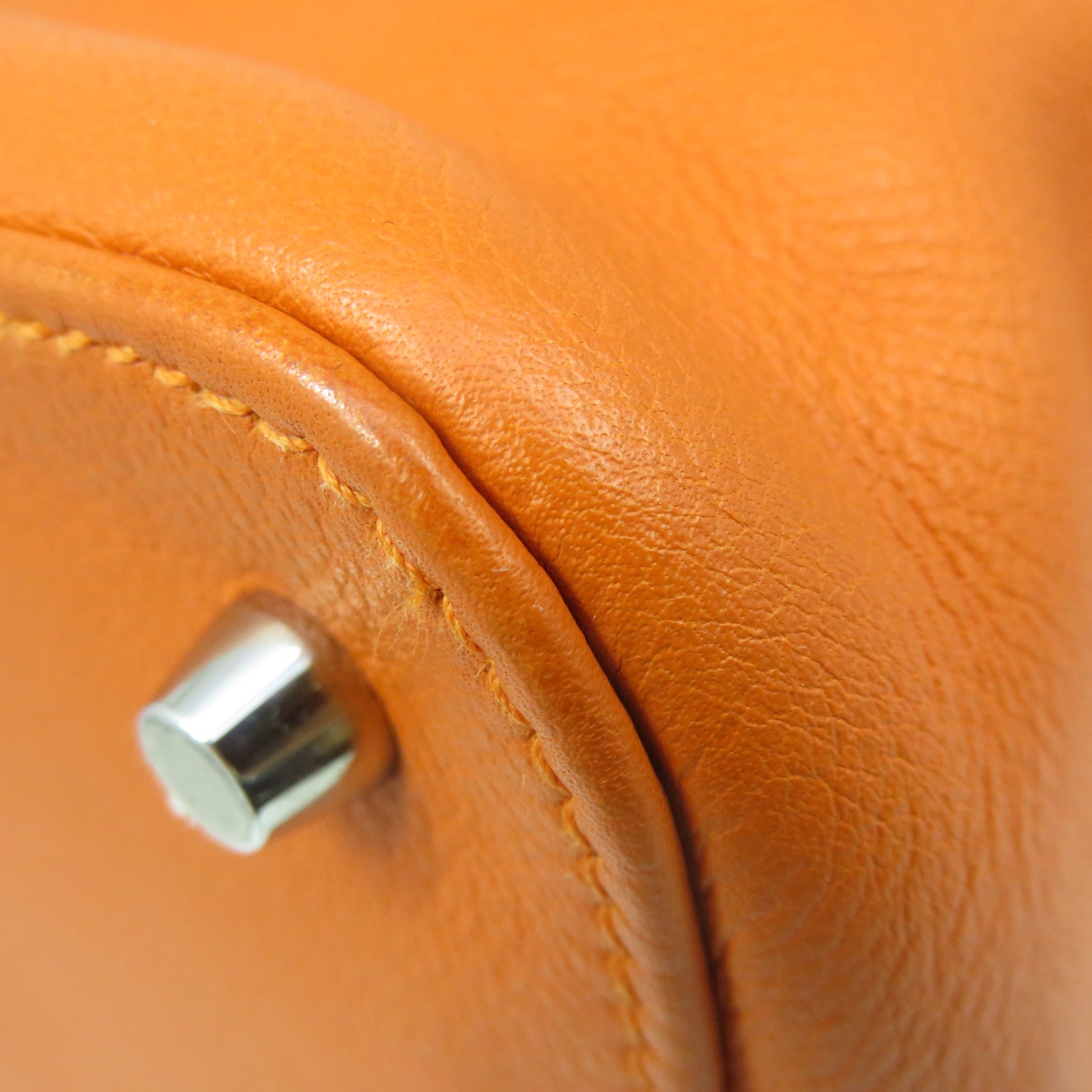 HERMES Evercolour皮革Toolbox 26 2way Shoulder Bag银扣手挽肩背两用袋Orange橙色