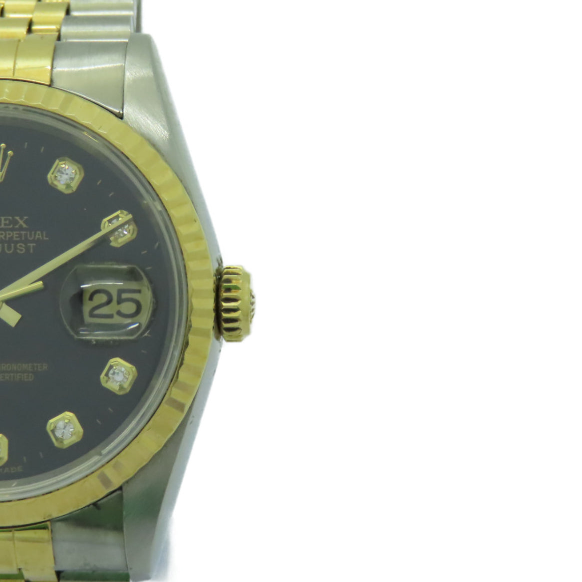 ROLEX Datejust 18K黄金/不鏽鋼鑽石手錶自動機芯黒色