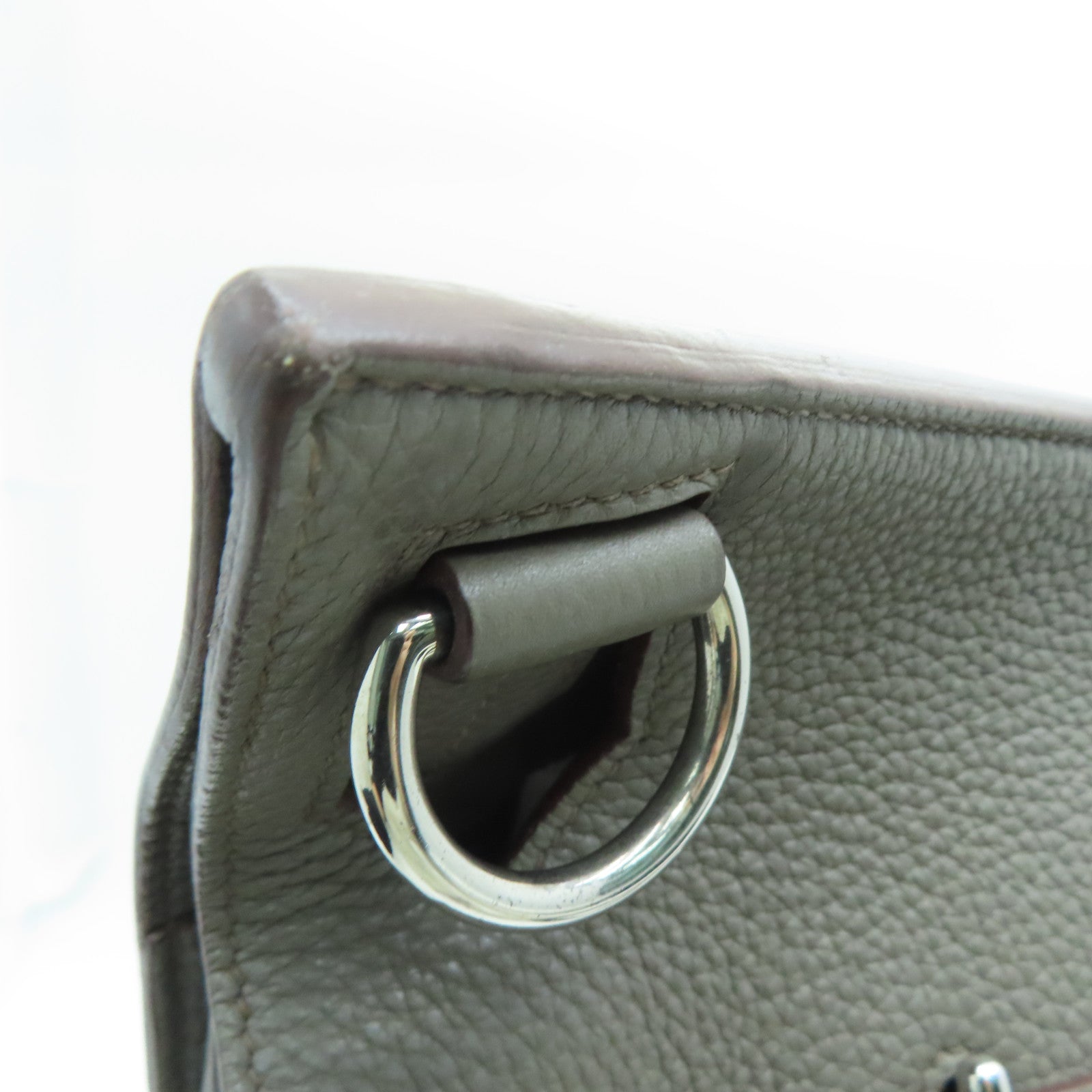 HERMES Clemence皮革Jypsiese 34银扣肩背袋Etain/灰色