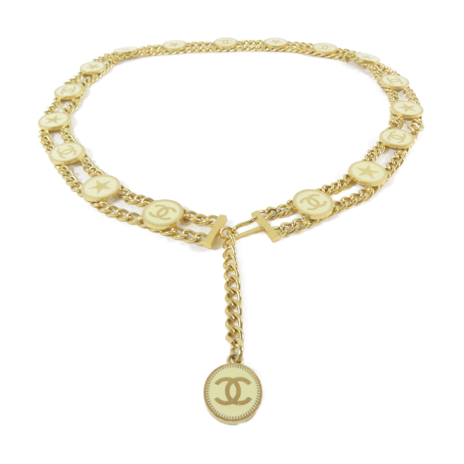 CHANEL 金屬Chain Belt腰帶金色/米色
