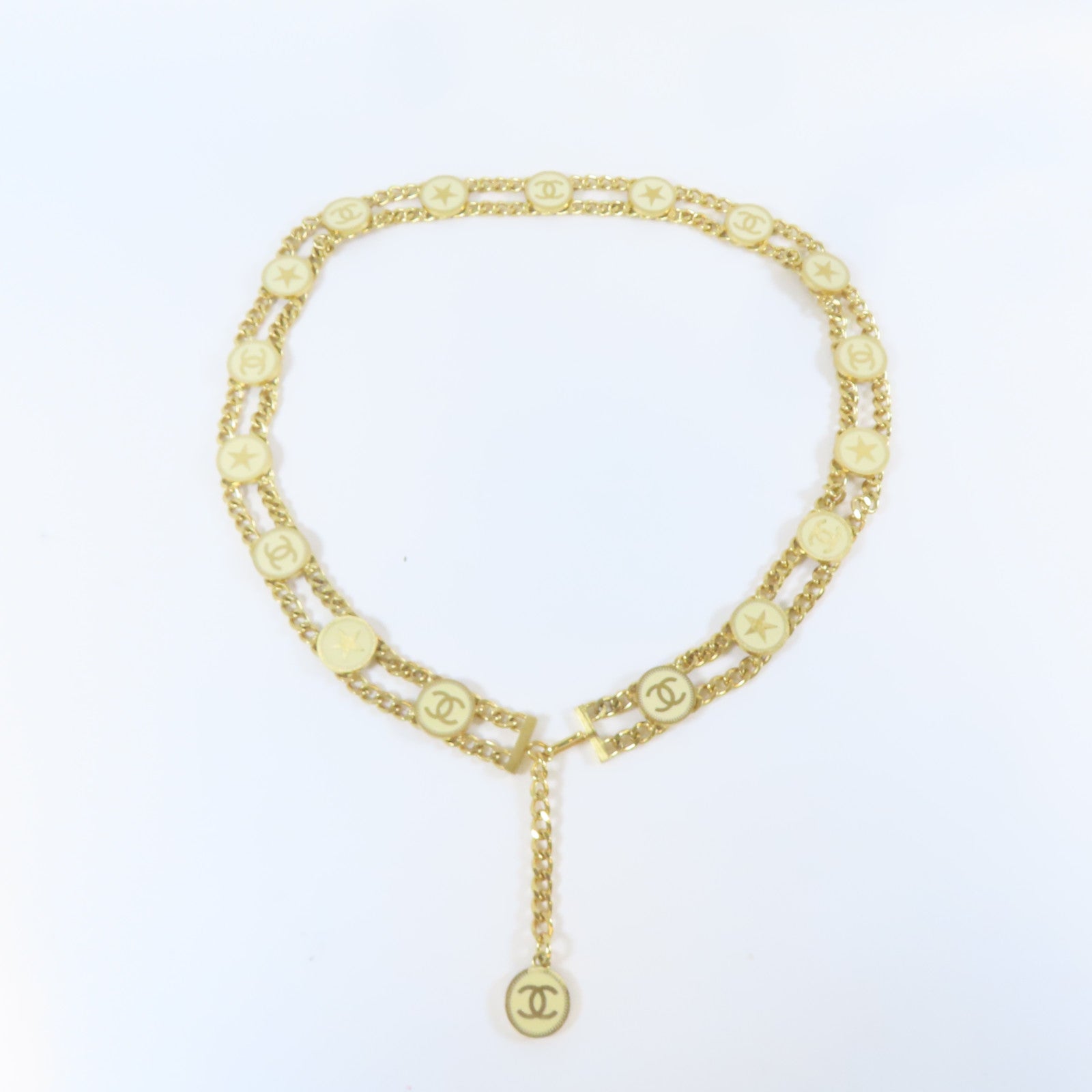 CHANEL 金屬Chain Belt腰帶金色/米色