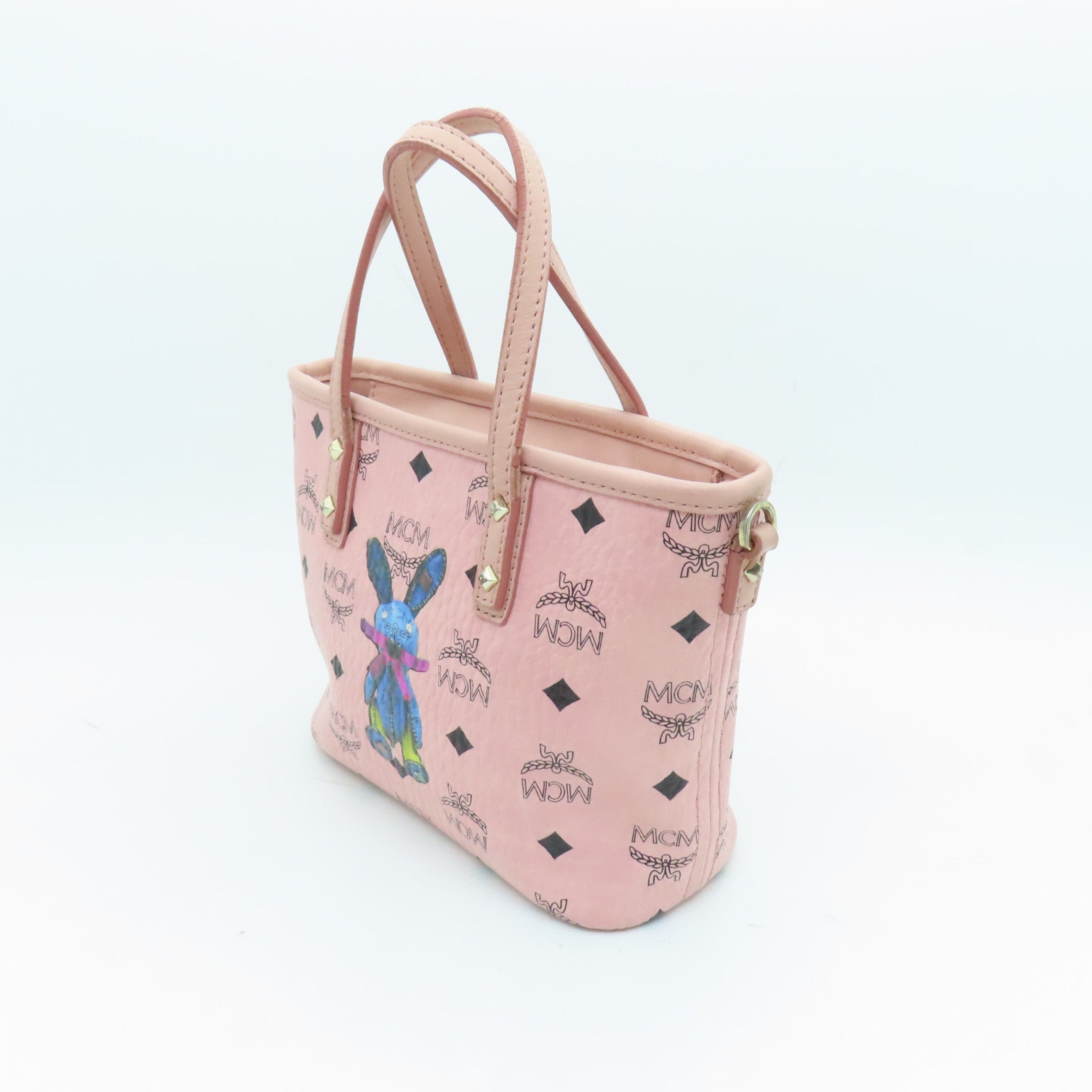 MCM Cowhide Leather 2way Shoulder Bag Gold Buckle Handle Shoulder Bag Pink