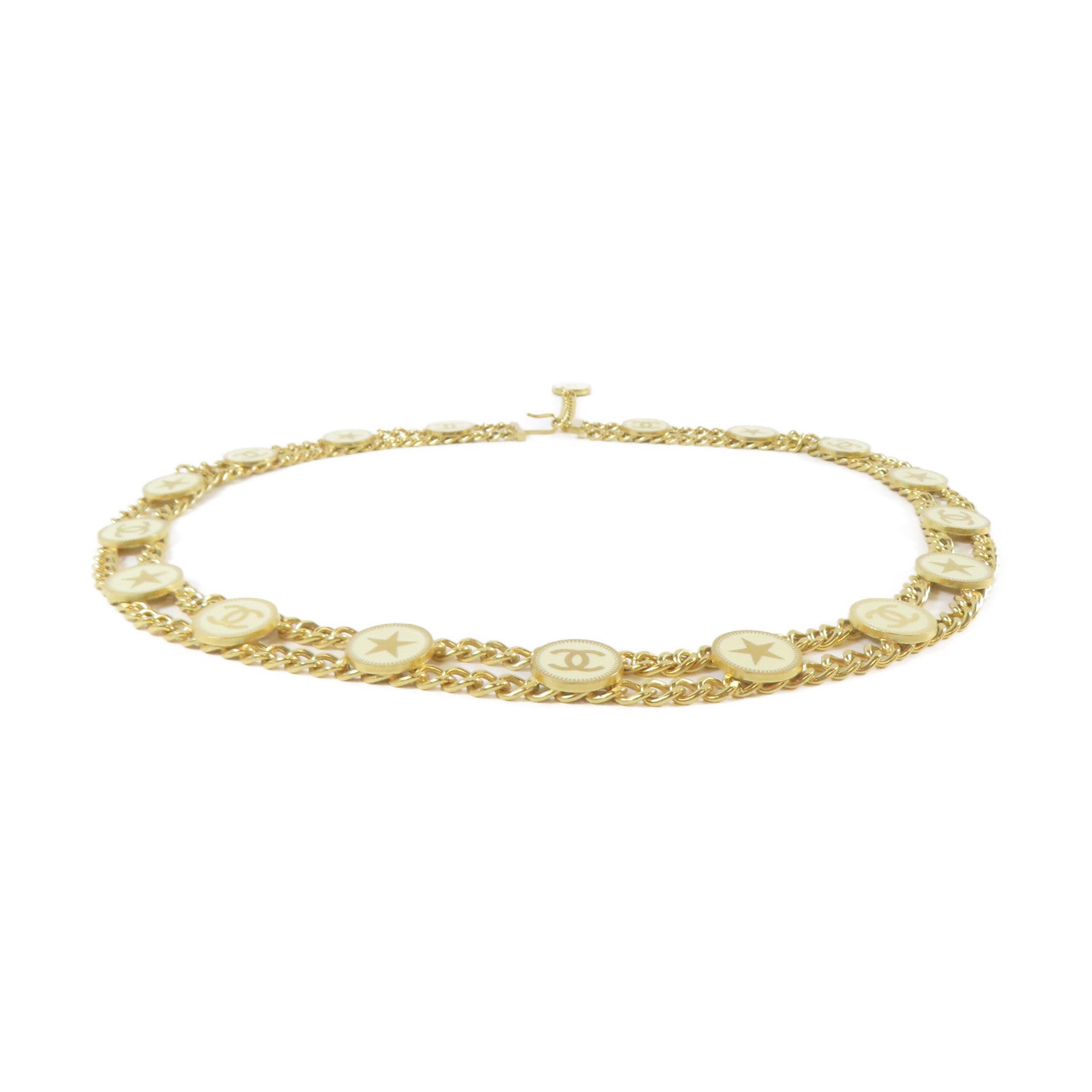 CHANEL 金屬Chain Belt腰帶金色/米色