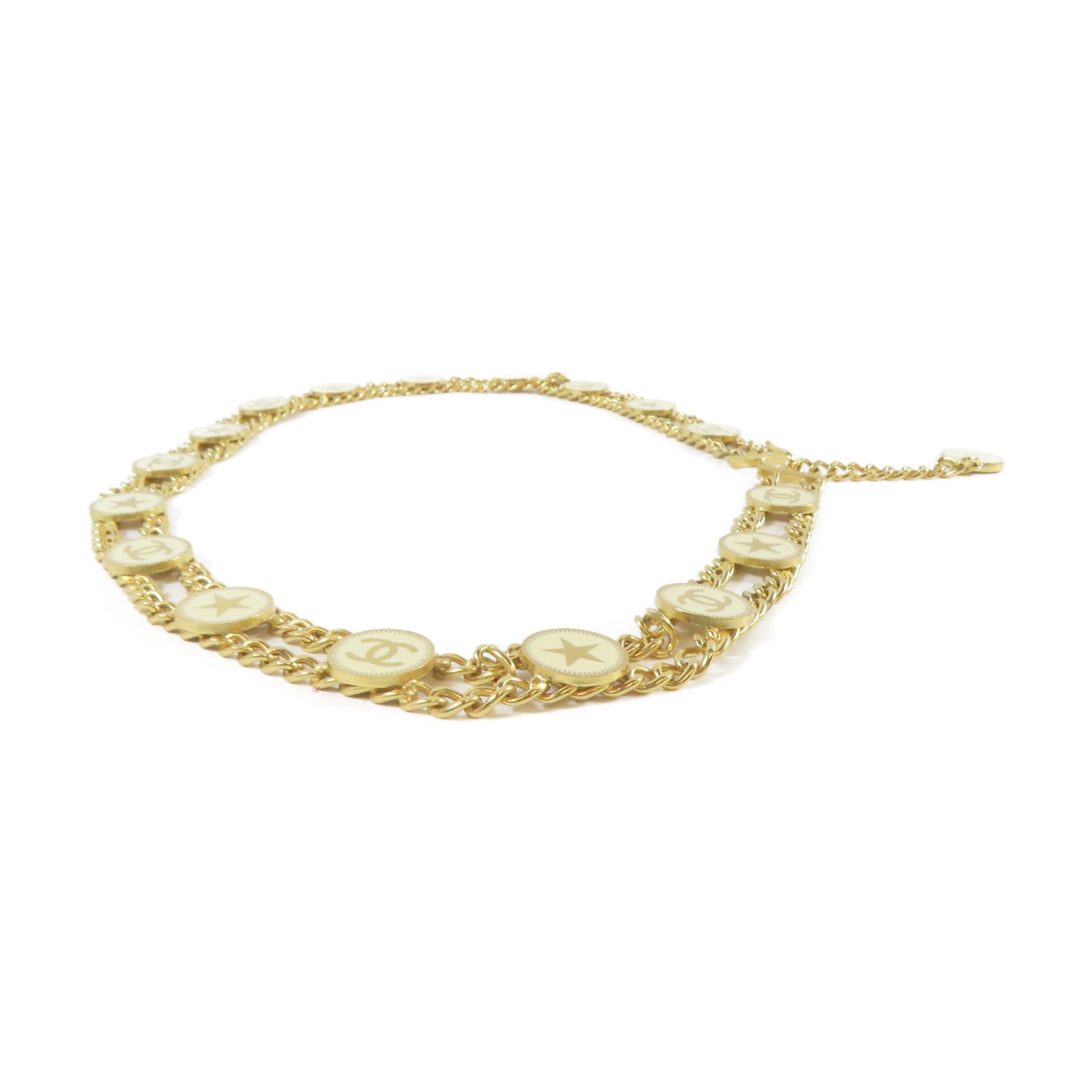 CHANEL 金屬Chain Belt腰帶金色/米色