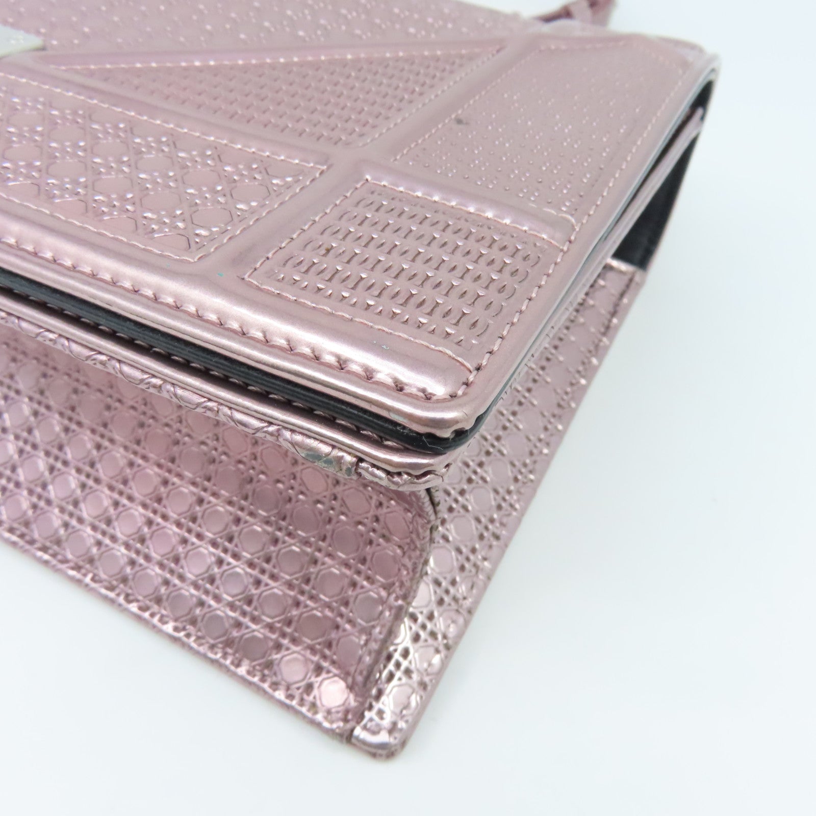 Dior Patent Leather Diorama Silver Buckle Chain Shoulder Bag Pink
