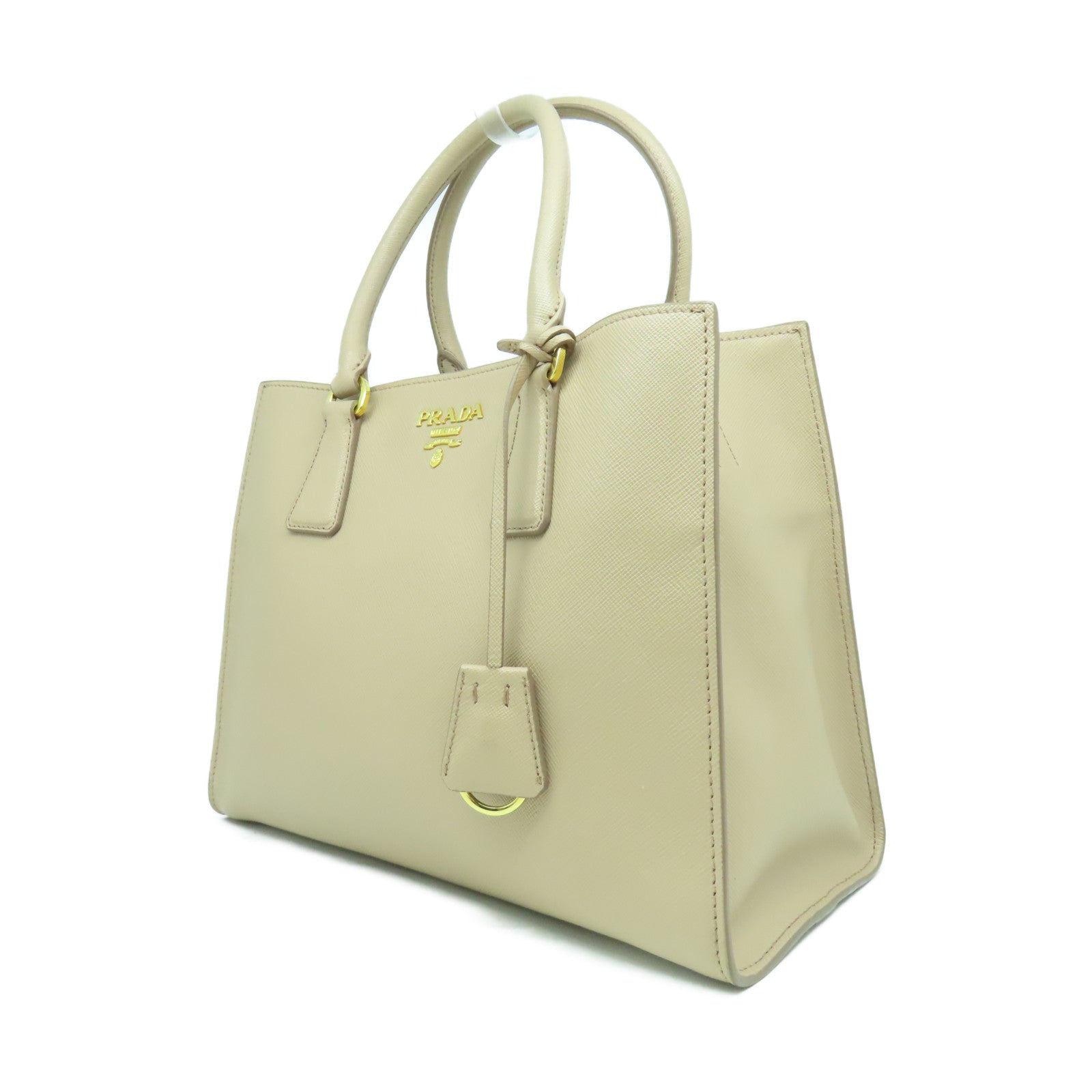 PRADA Saffiano皮革2 Way Shoulder金扣手挽肩背兩用袋粉紅色