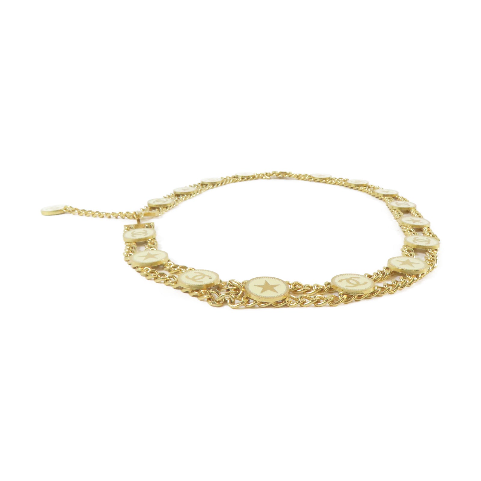 CHANEL 金屬Chain Belt腰帶金色/米色