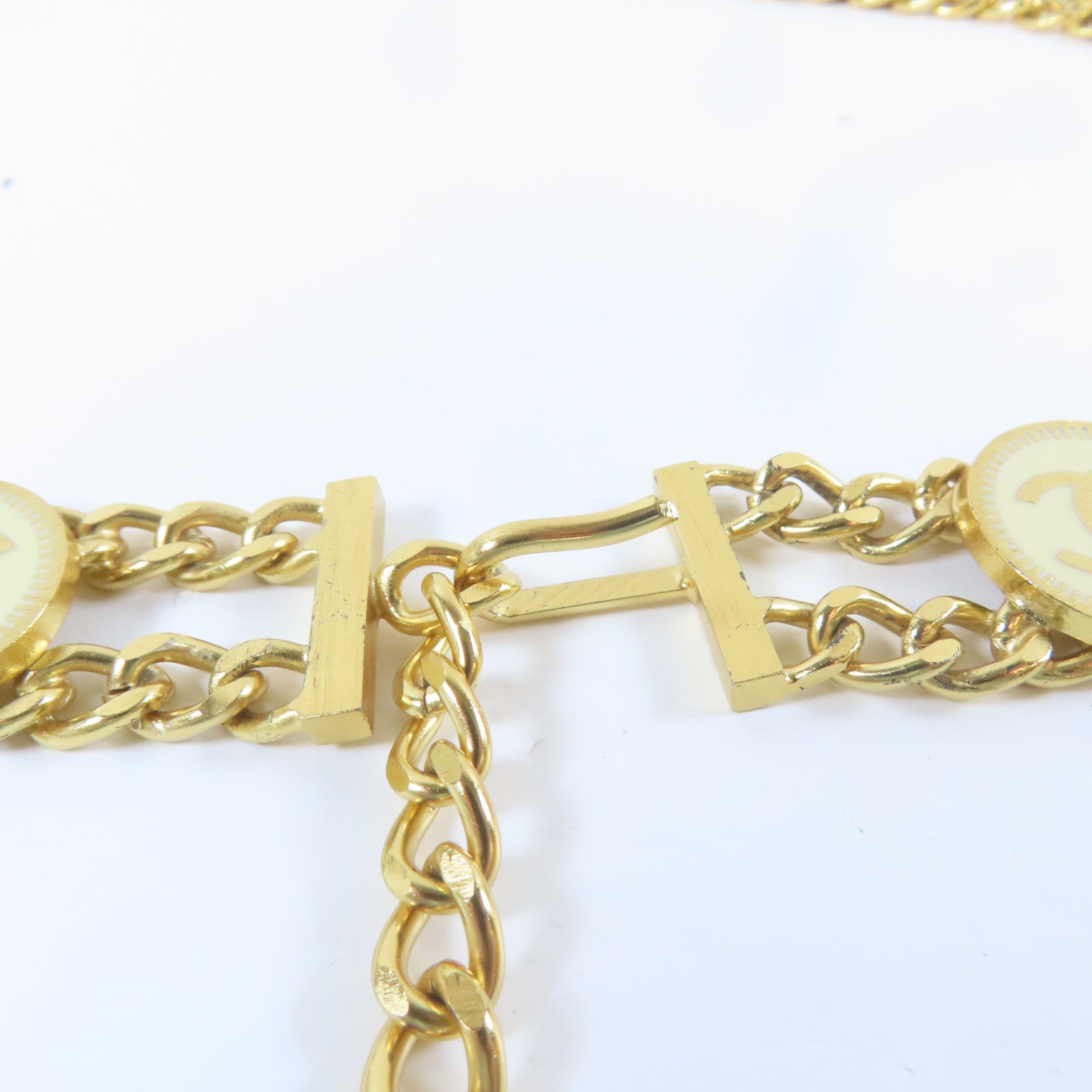 CHANEL 金屬Chain Belt腰帶金色/米色