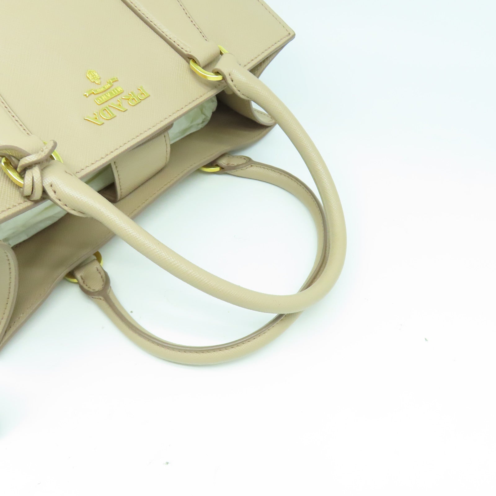 PRADA Saffiano皮革2 Way Shoulder金扣手挽肩背兩用袋粉紅色