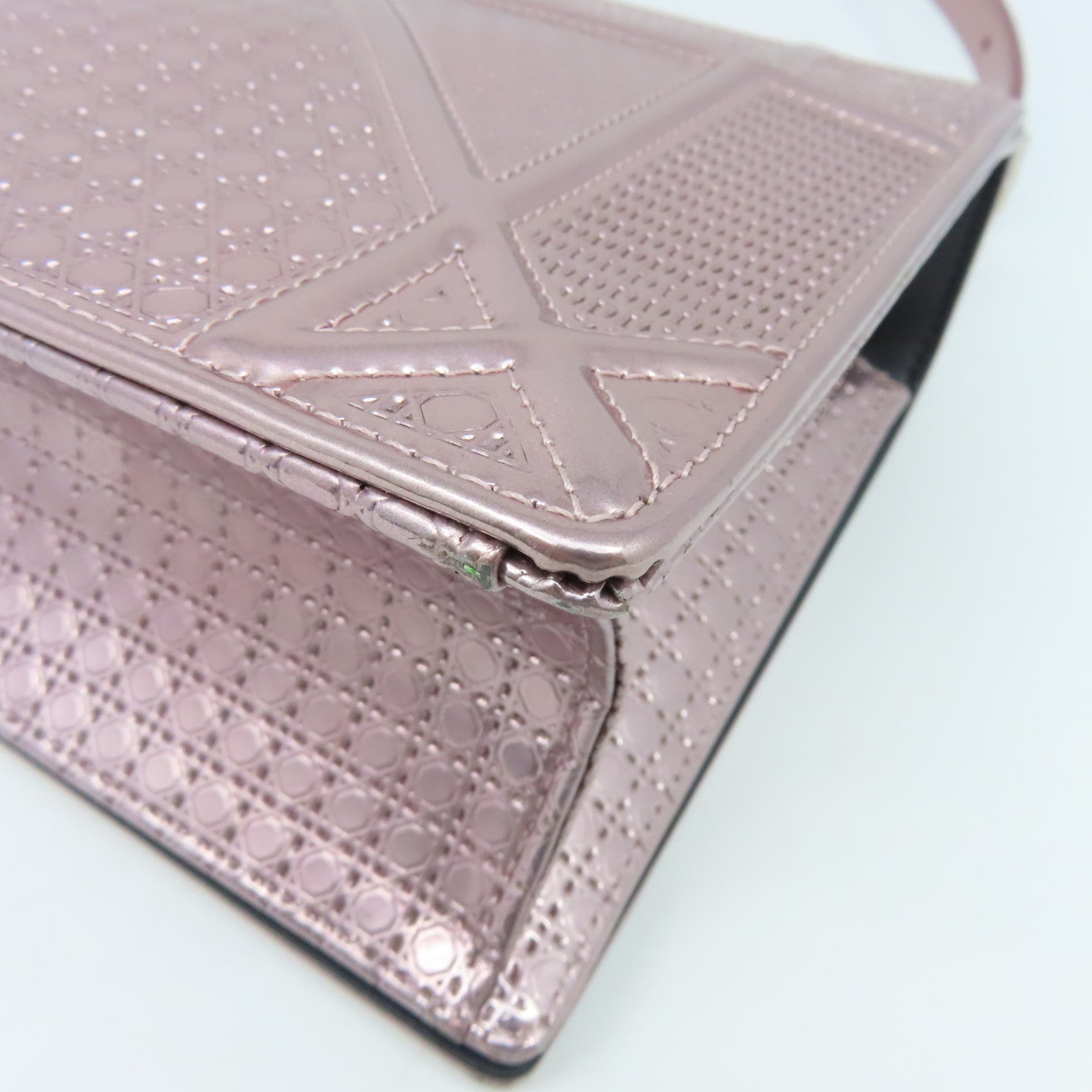Dior Patent Leather Diorama Silver Buckle Chain Shoulder Bag Pink