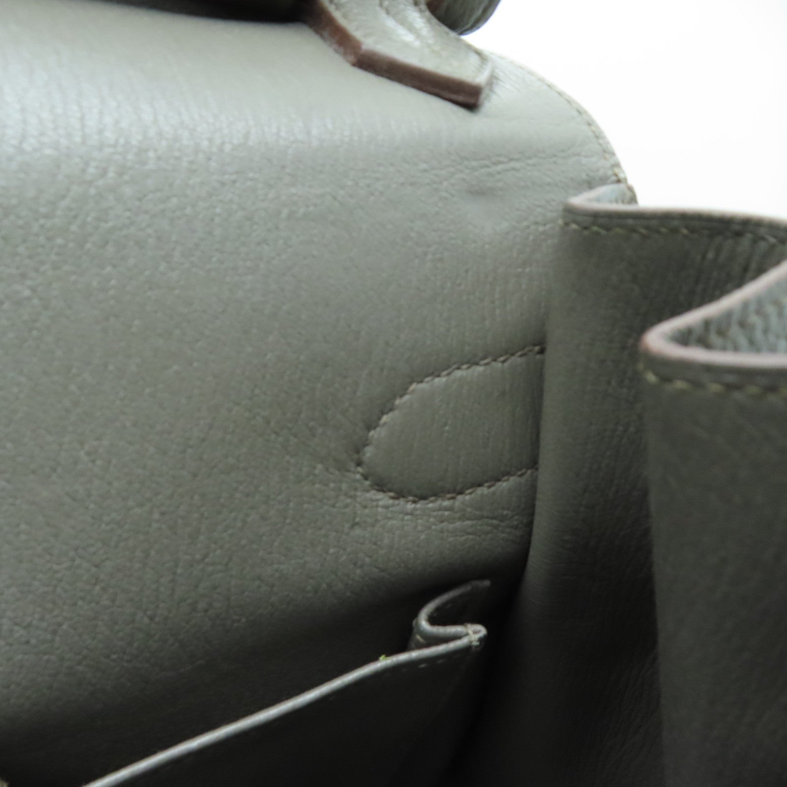 HERMES Clemence皮革Jypsiese 34银扣肩背袋Etain/灰色